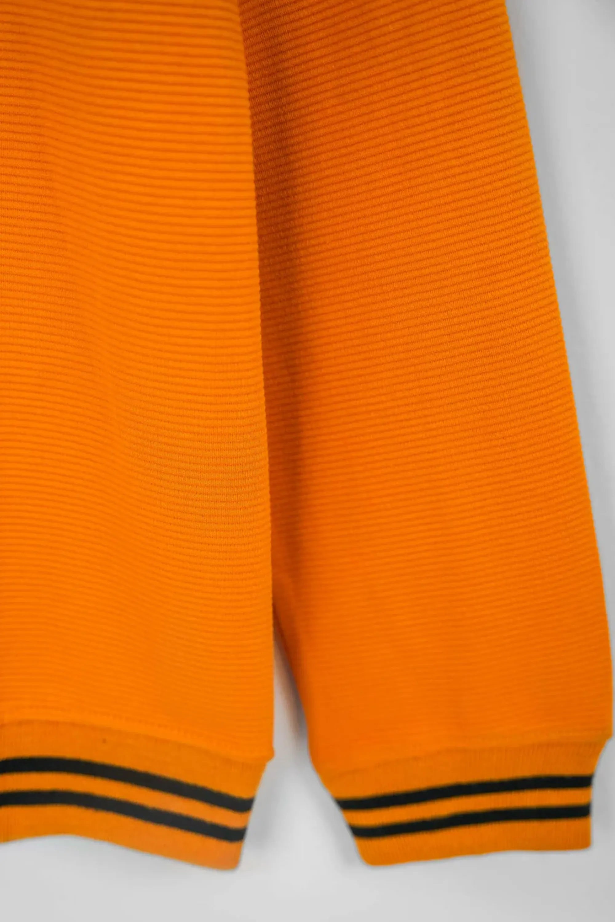 Mustard Rib Sweatshirt close up of textured fabric