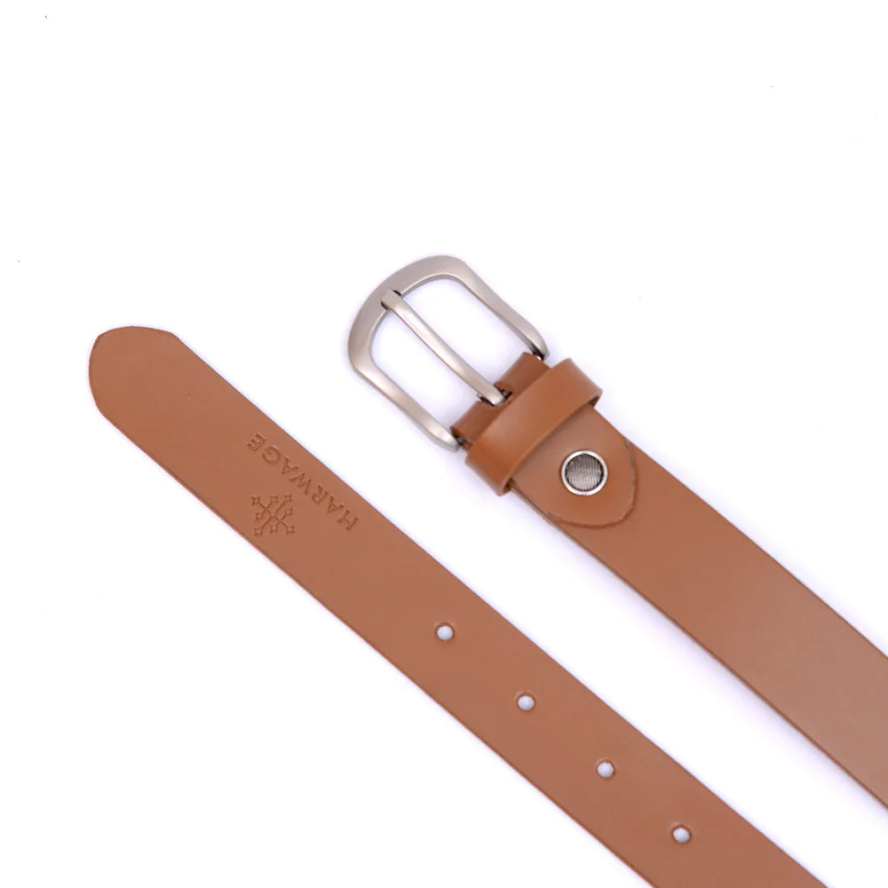 Burnt Sienna Mustard Women Basic Buckle Belt 
