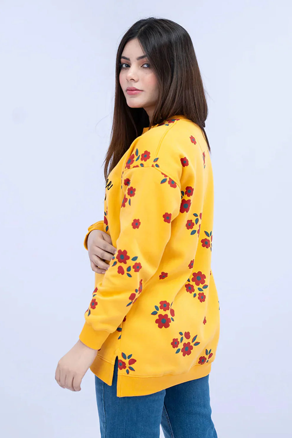Mustard sweatshirt side view