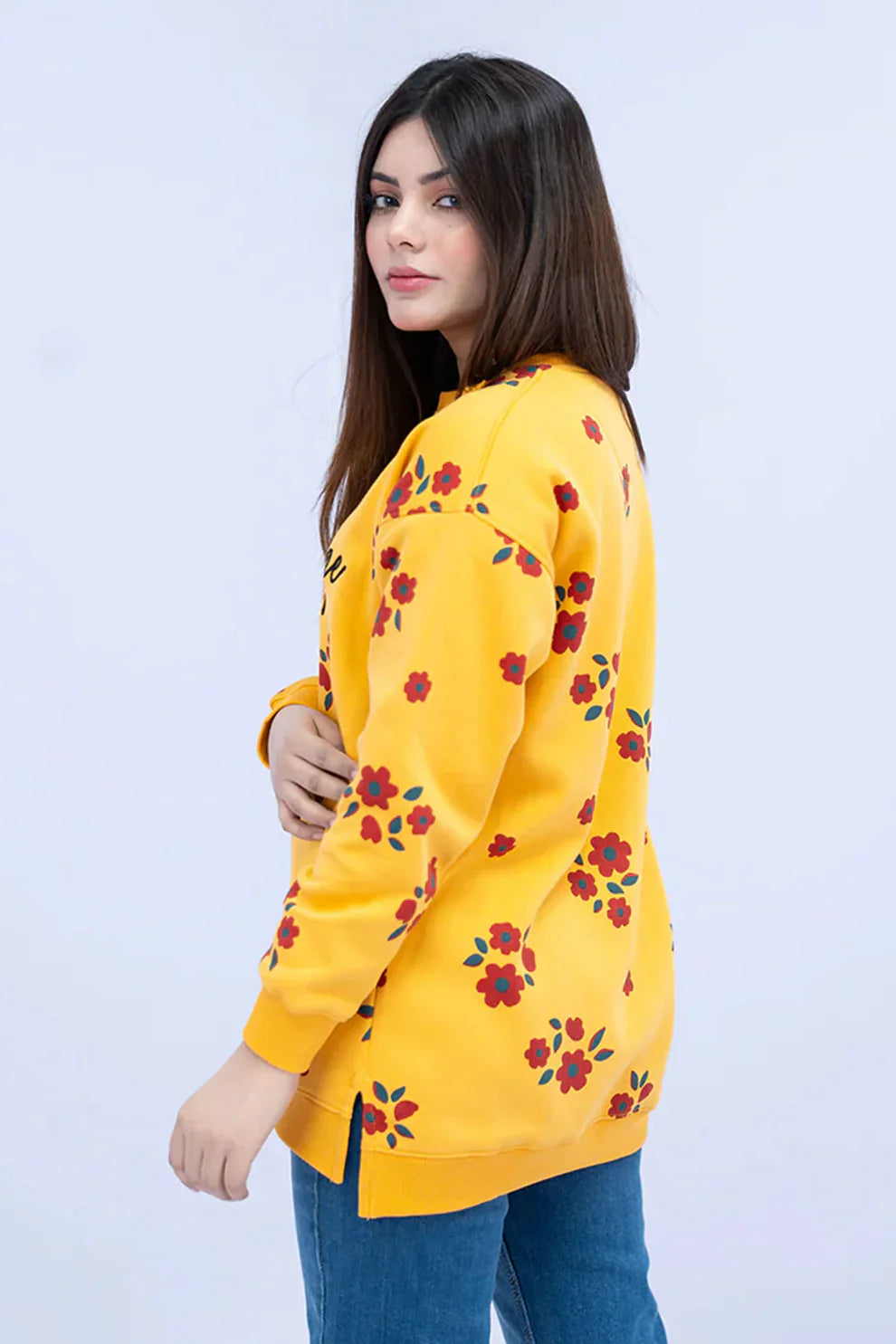 Mustard sweatshirt side view