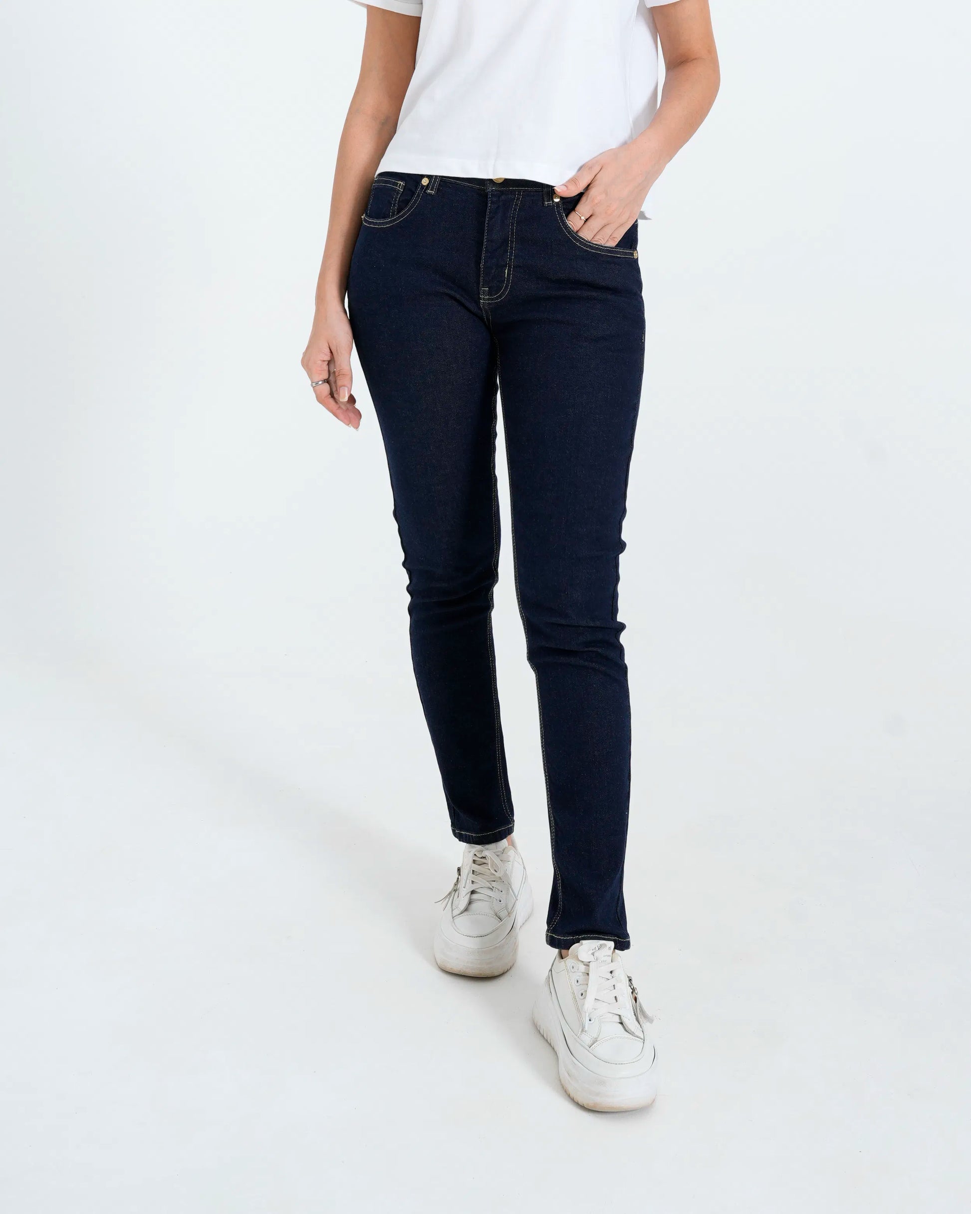 Navy blue slim denim