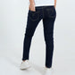 Navy blue slim denim back view