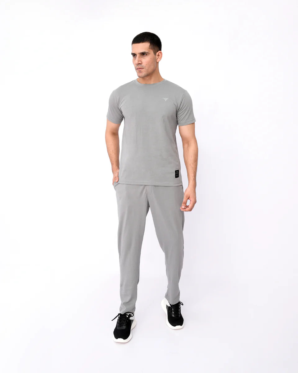 Men’s neutral grey solid co-ord set