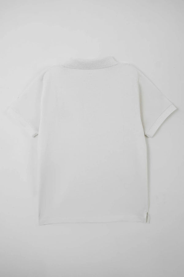 Junior Boys' Regular Fit Cotton Polo Shirt - Optic White
