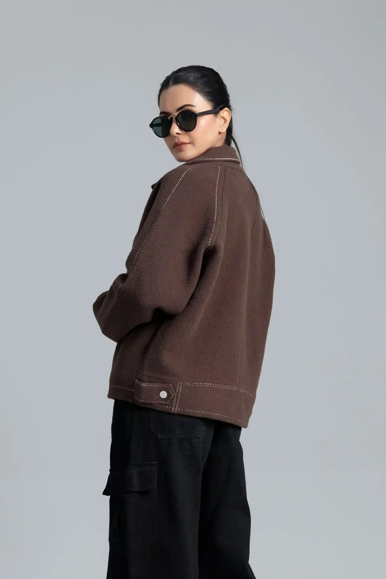 Women’s Oversized Wool Coat in Chocolate Malt