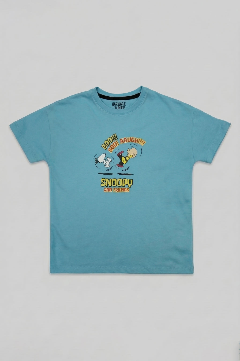 Essential Junior Boys T-shirt – White & Aquarius