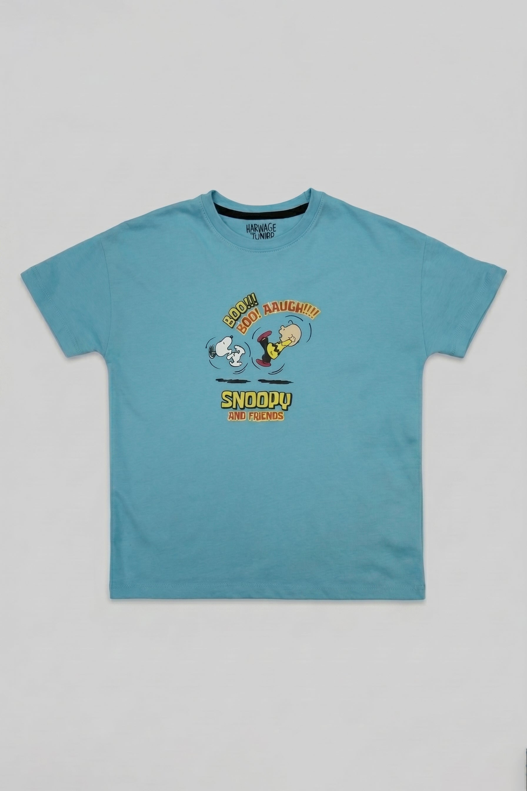 Essential Junior Boys T-shirt – White & Aquarius