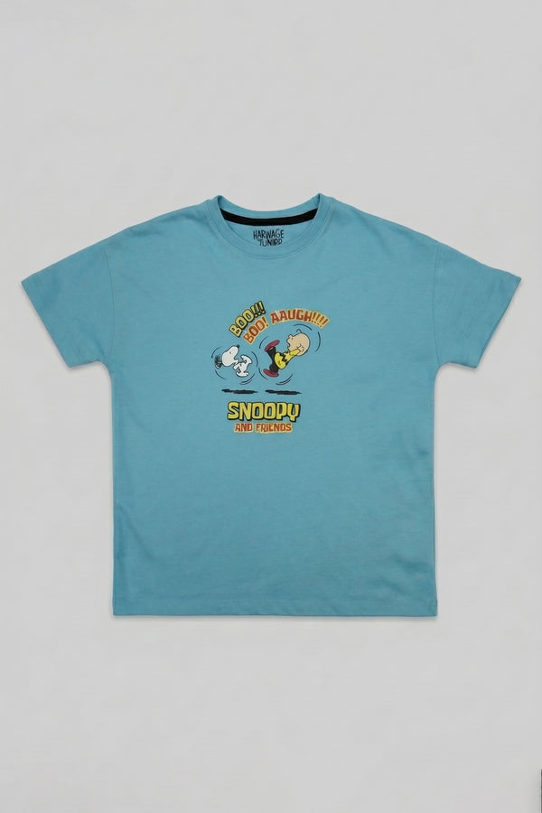 Essential Junior Boys T-shirt – White & Aquarius