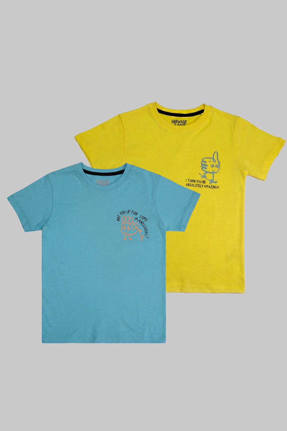 Little Kids Pack of Two T-Shirt – Yellow & SkyBlue