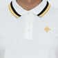 White polo shirt with black and yellow trim