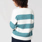 Razz white blue cardigan back view