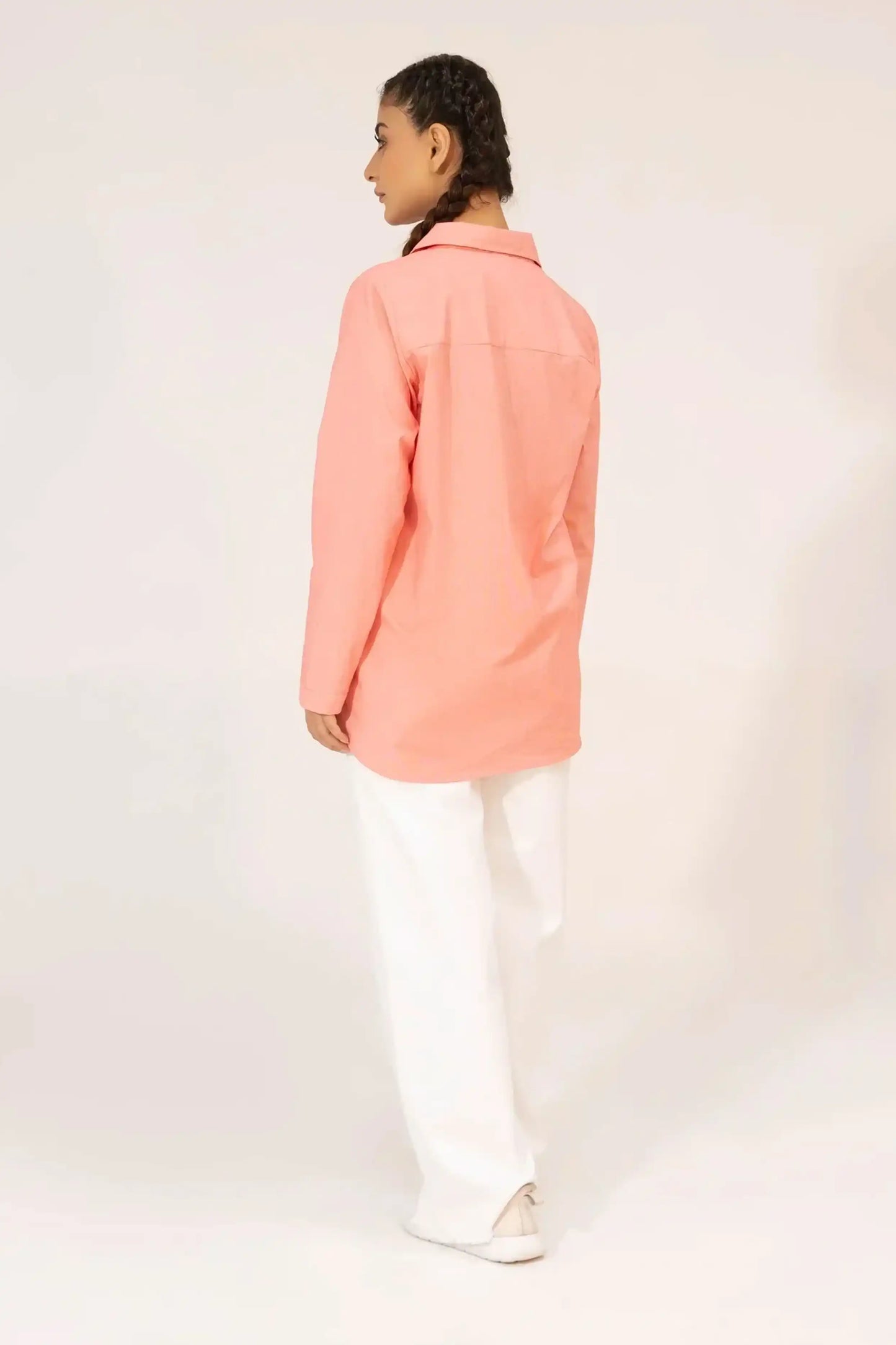 Red/White Printed Dress Shirt Tunic