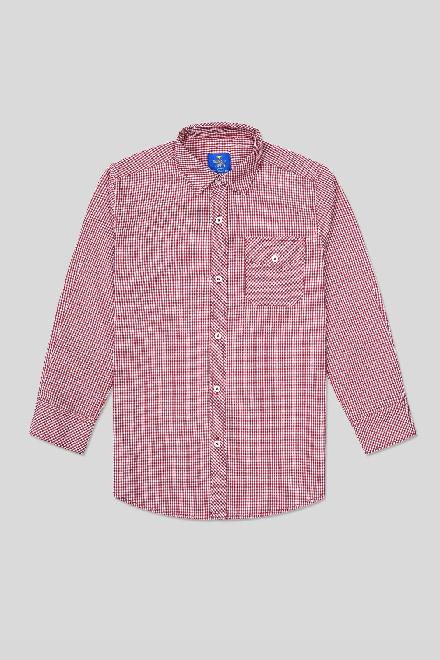 Red checkered shirt on a gray background