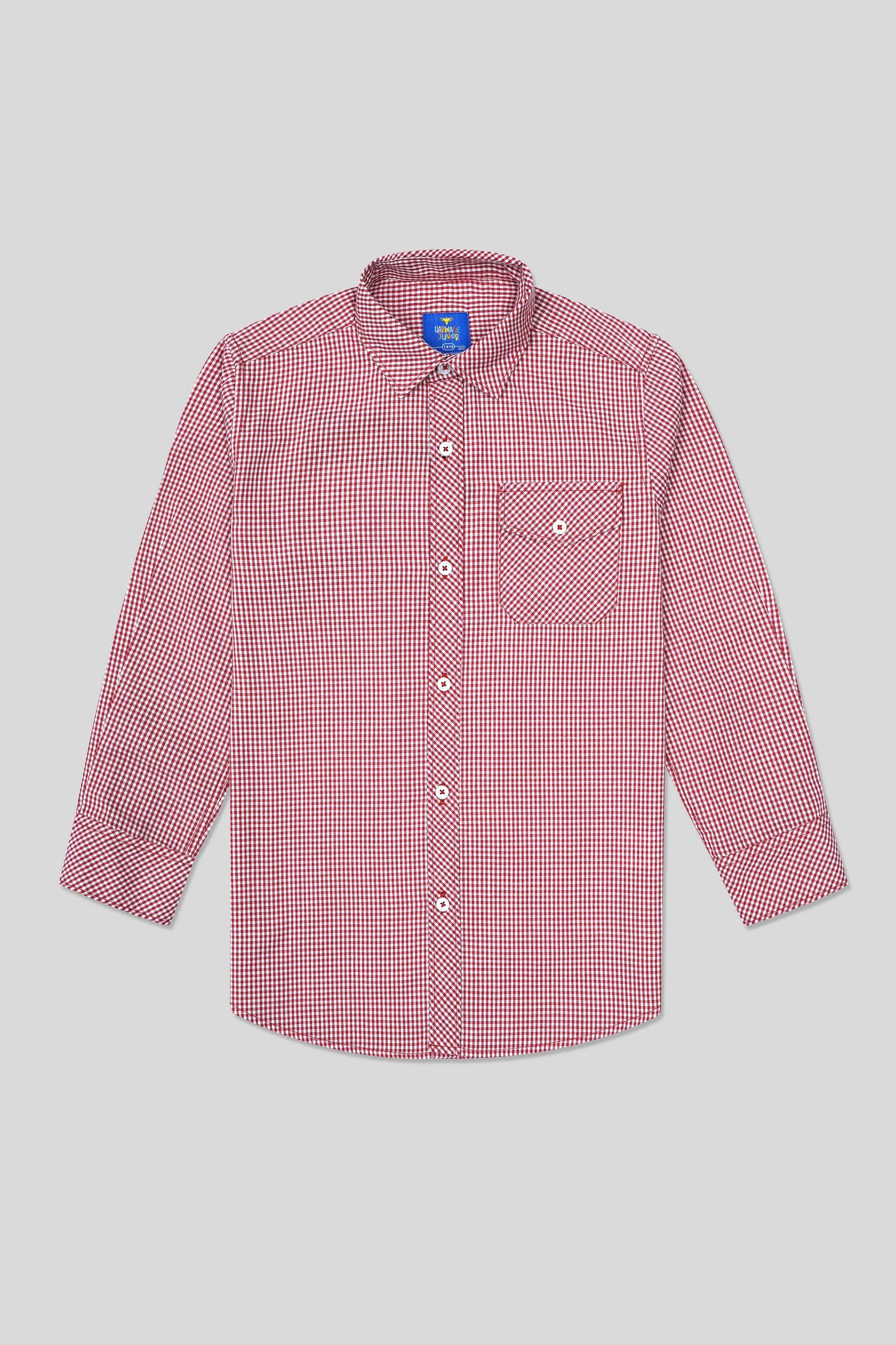 Red checkered shirt on a gray background