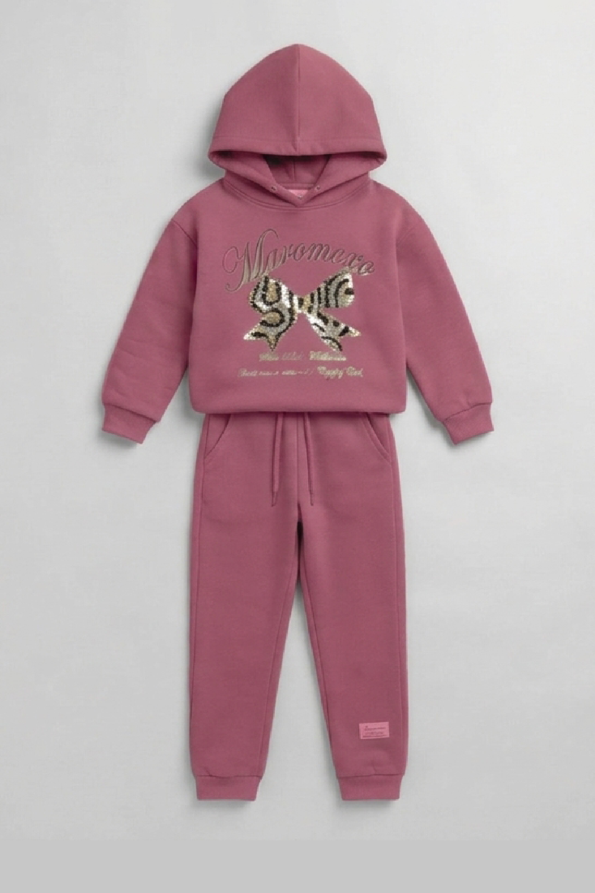 Girls' Baggy Fit Fleece Hoodie and Jogger Tracksuit Set