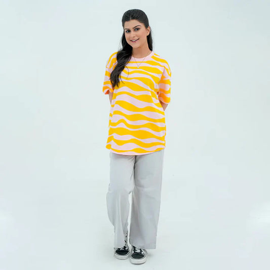 Rotatory Print Waves - Mustard Yellow