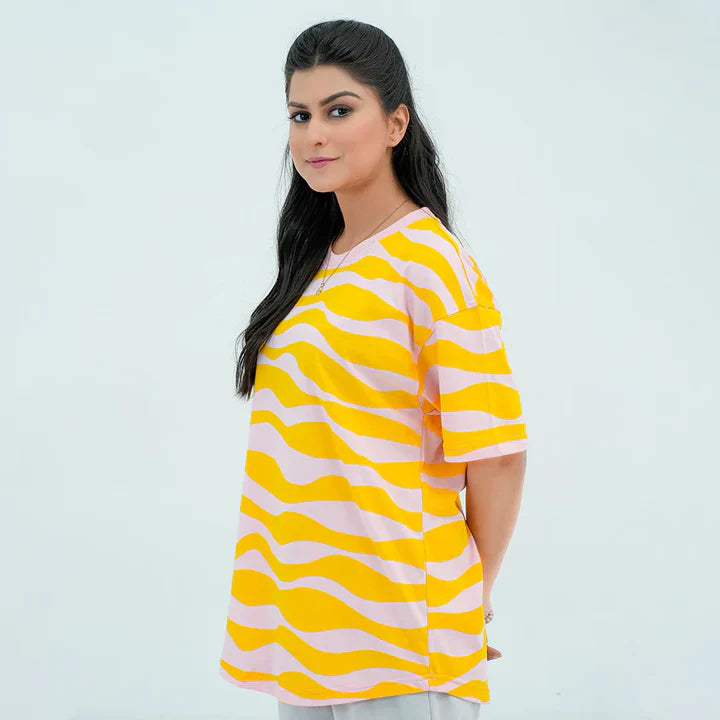 Rotatory Print Waves - Mustard Yellow
