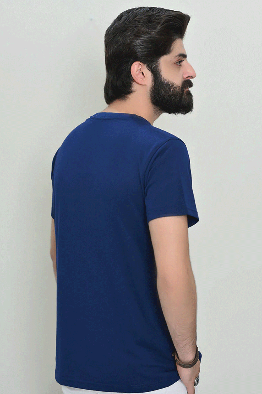 Round Neck With Harwage Print - Navy