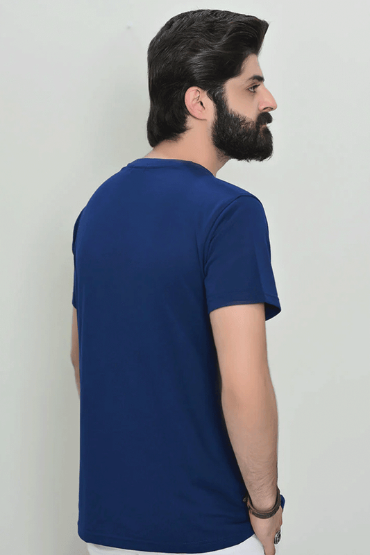 Round Neck With Harwage Print - Navy