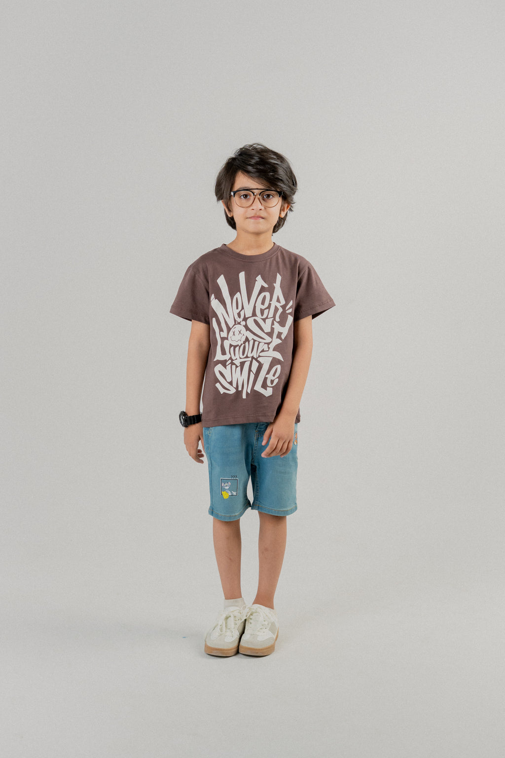 Boys Graphic T-Shirt - Brown Never Lose Your Smile