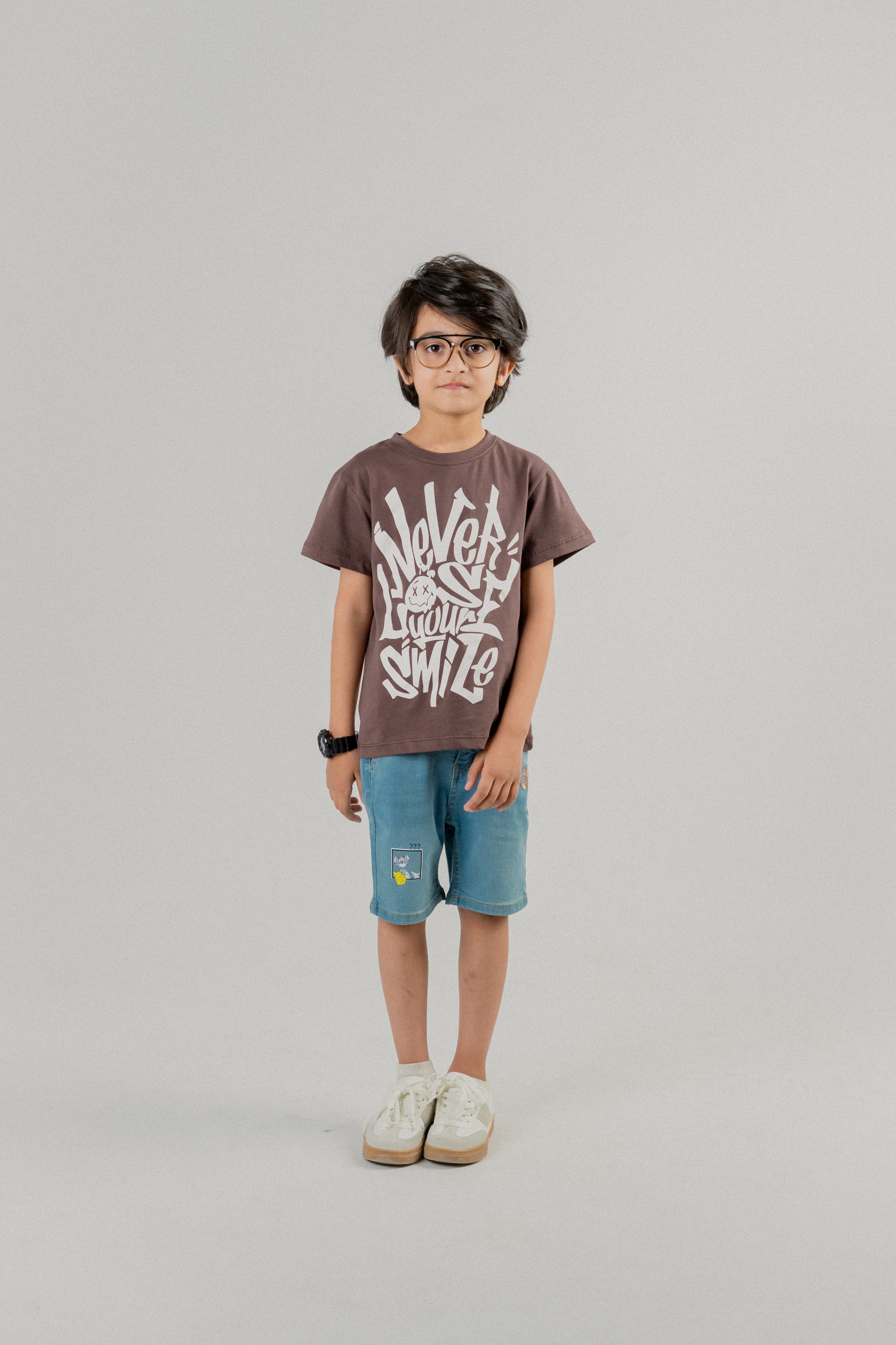 Boys Graphic T-Shirt - Brown Never Lose Your Smile