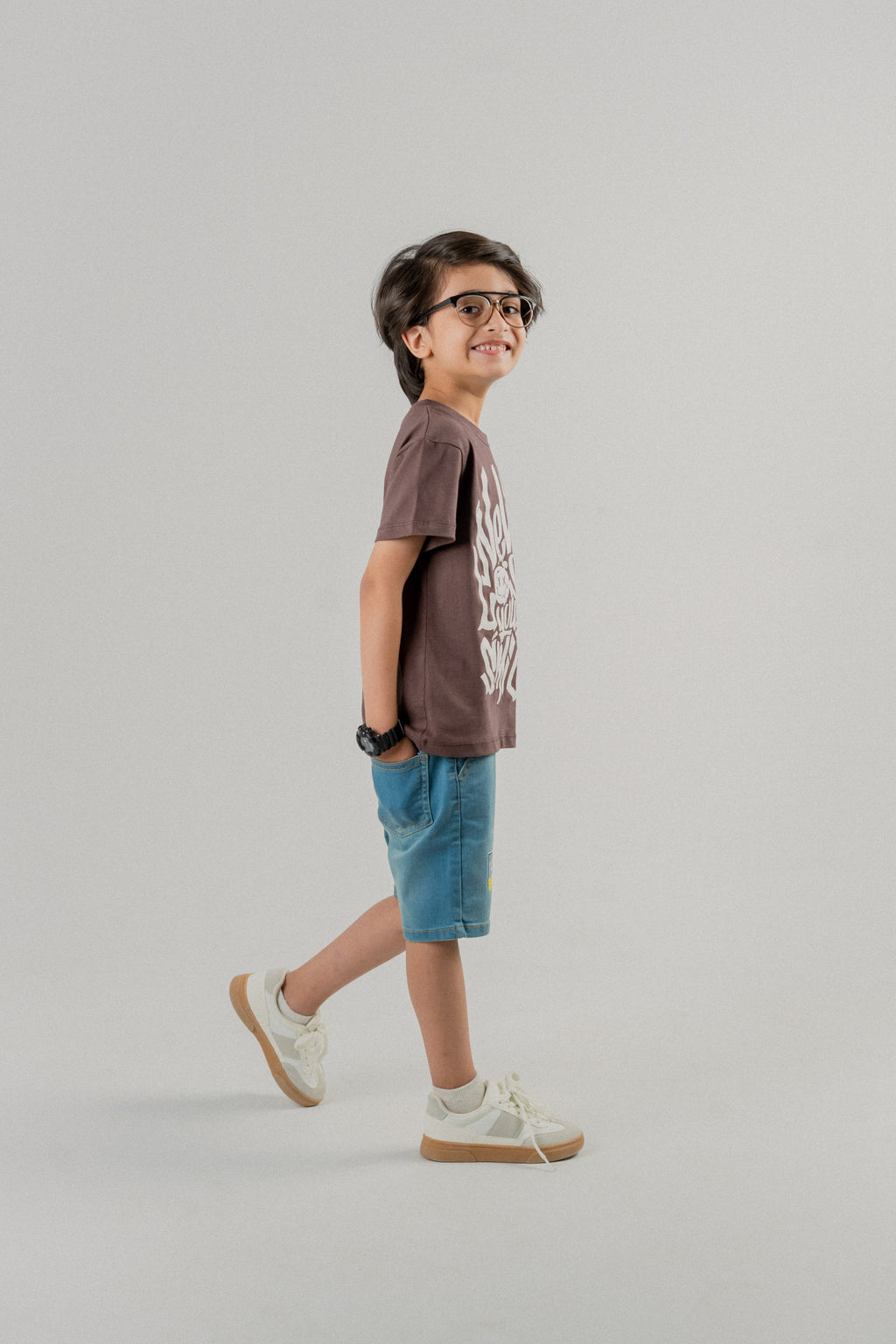 Boys Graphic T-Shirt - Brown Never Lose Your Smile