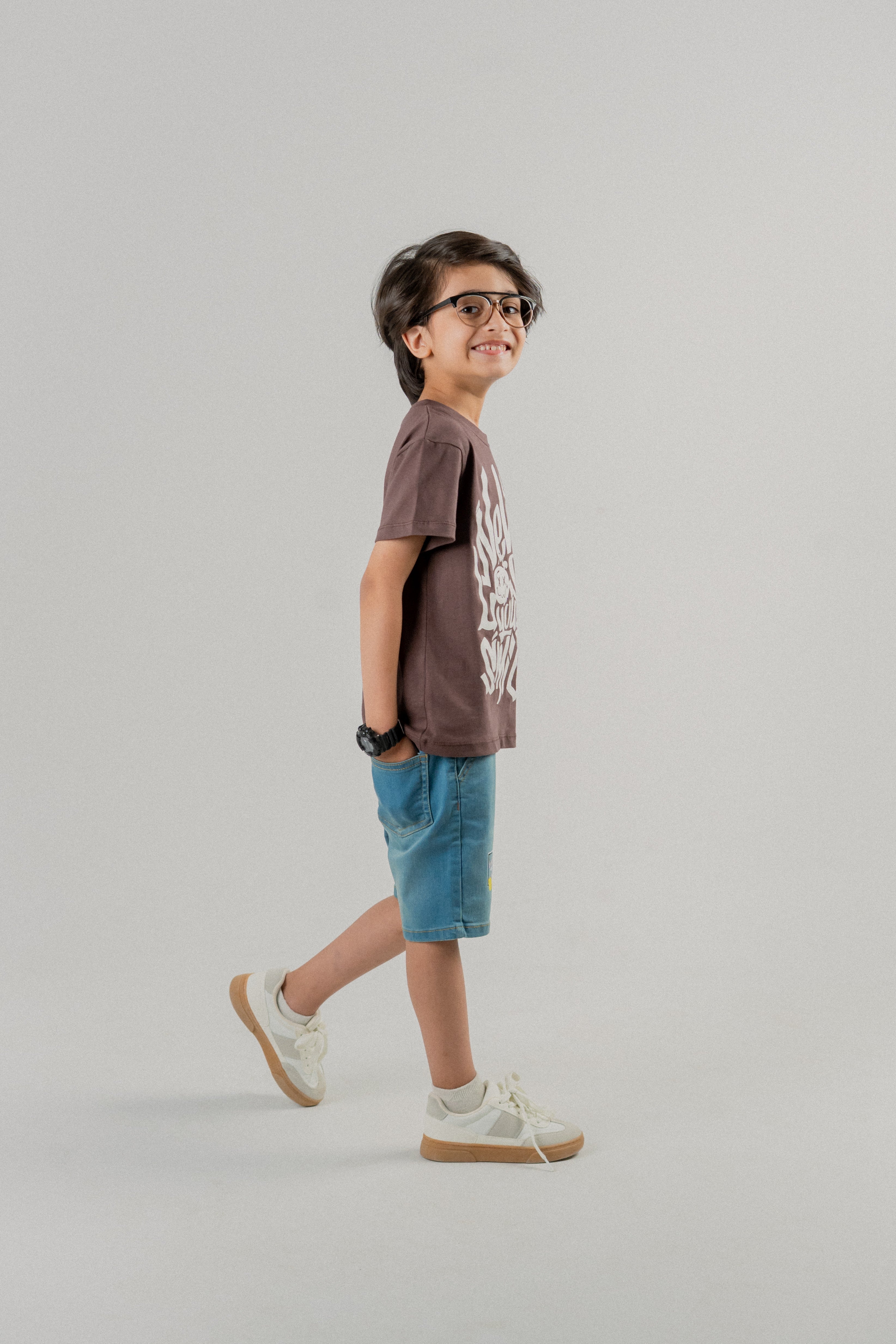 Boys Graphic T-Shirt - Brown Never Lose Your Smile
