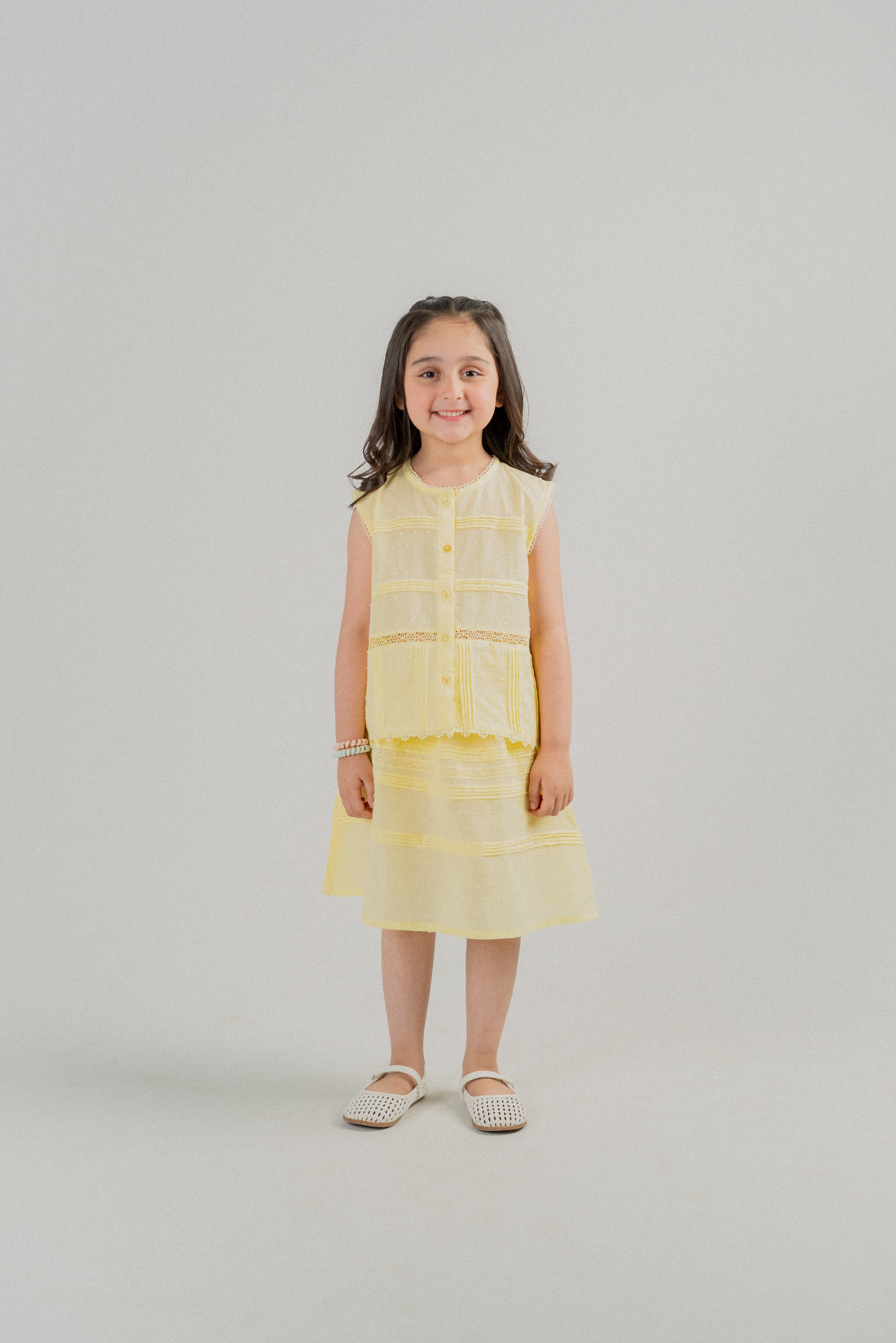 Little Girls Cotton Shirt – Pastel Yellow