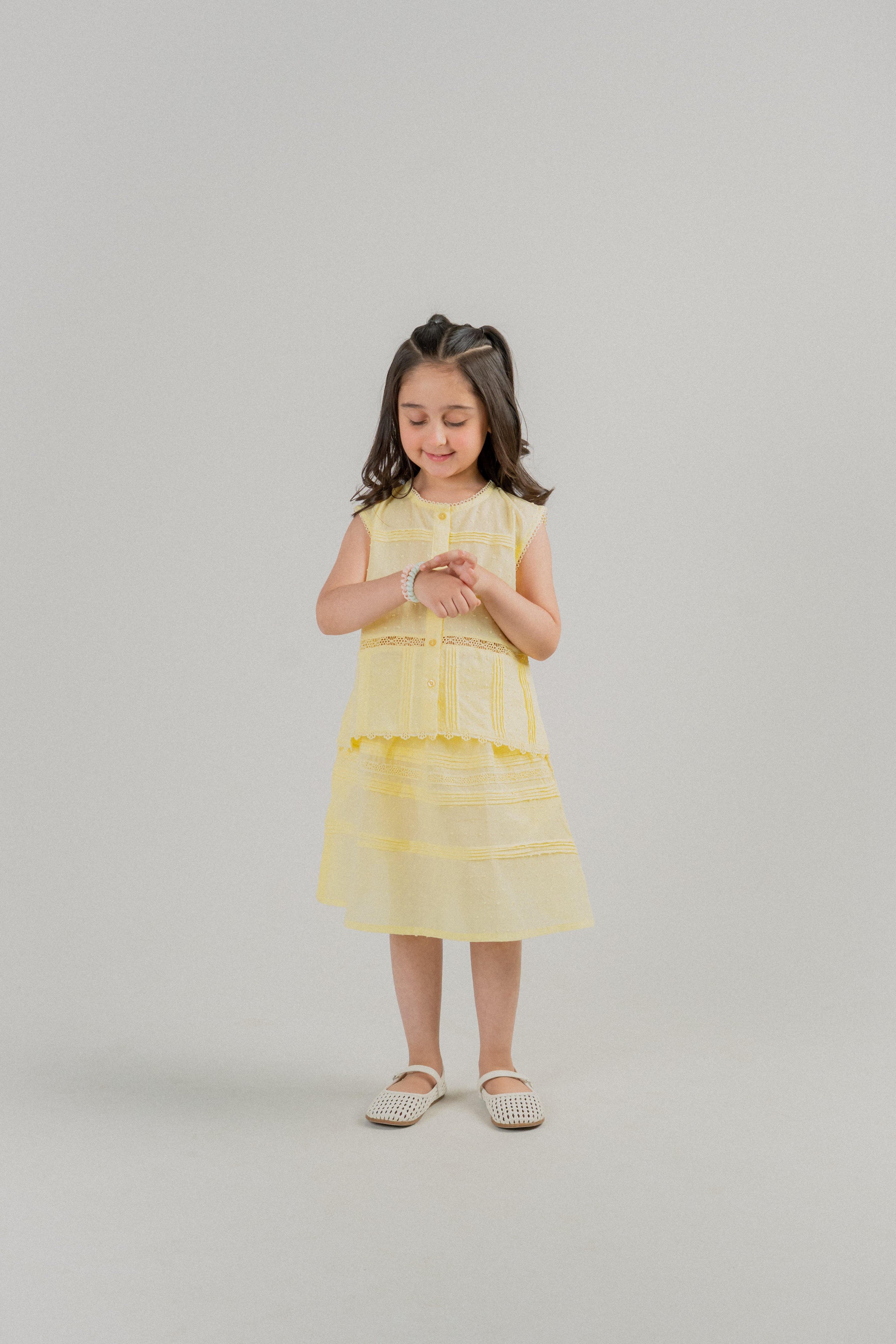 Little Girls Cotton Skirt – Pastel Yellow