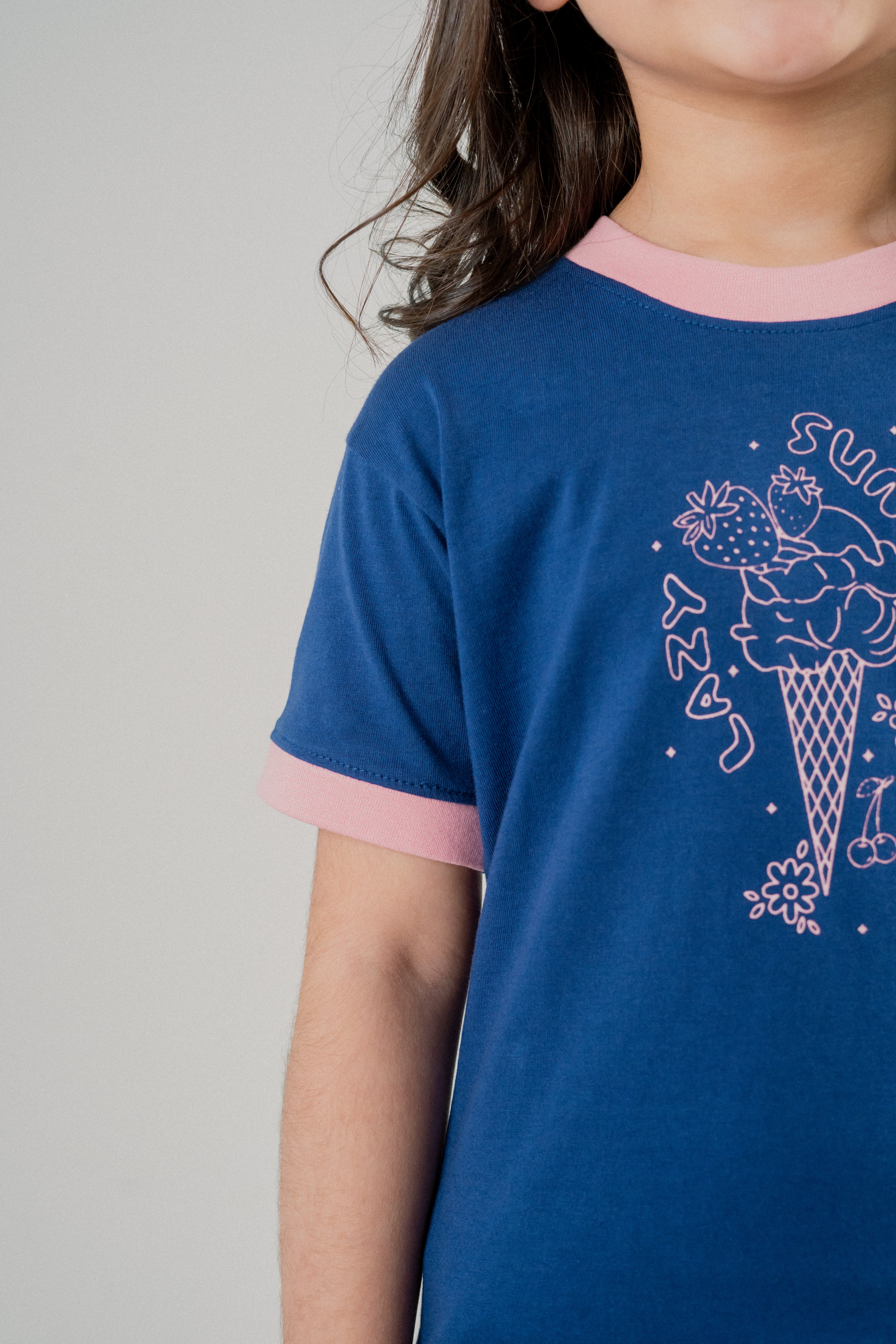 Girls Ice Cream Graphic Co-ord Set – Navy Blue
