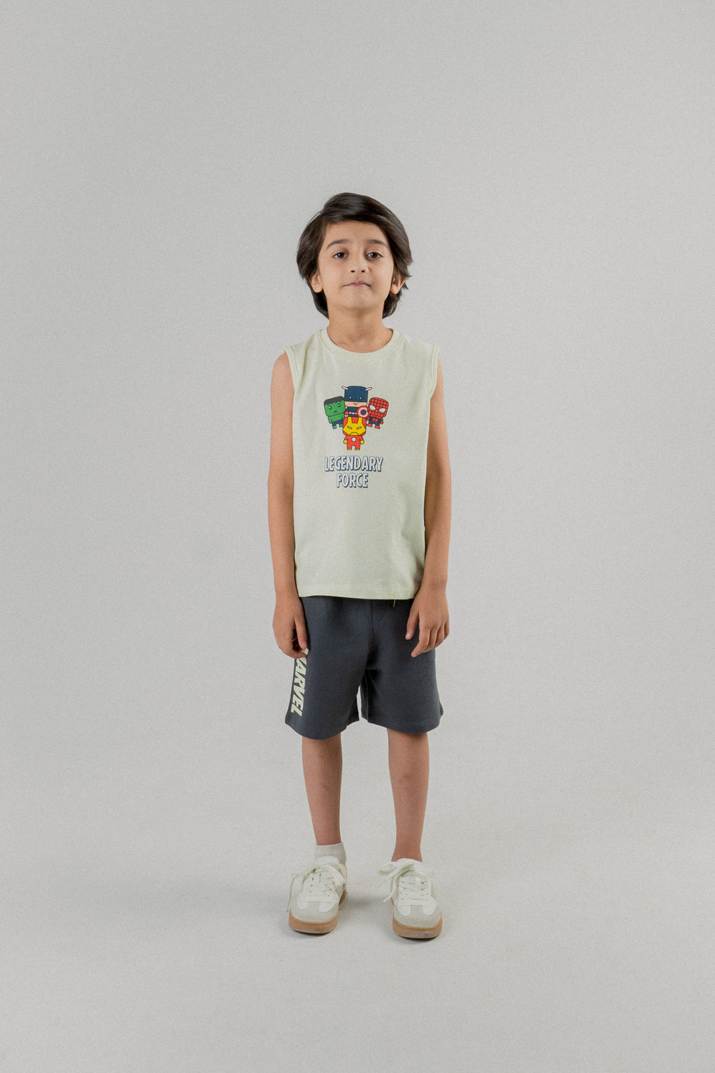 Little Kids Sleeveless Vest CO-ORD Set- Sylvan Green