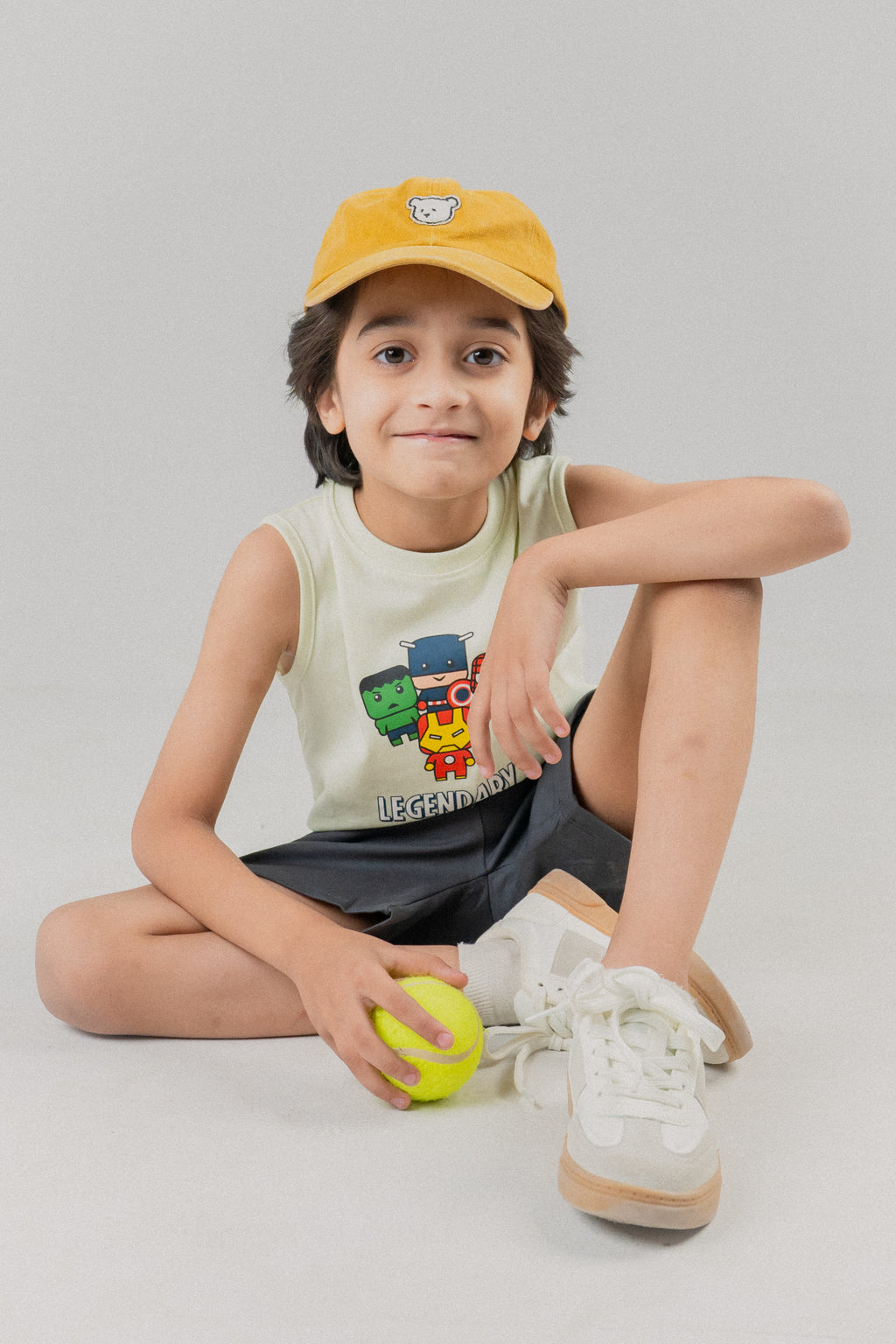 Little Kids Sleeveless Vest CO-ORD Set- Sylvan Green