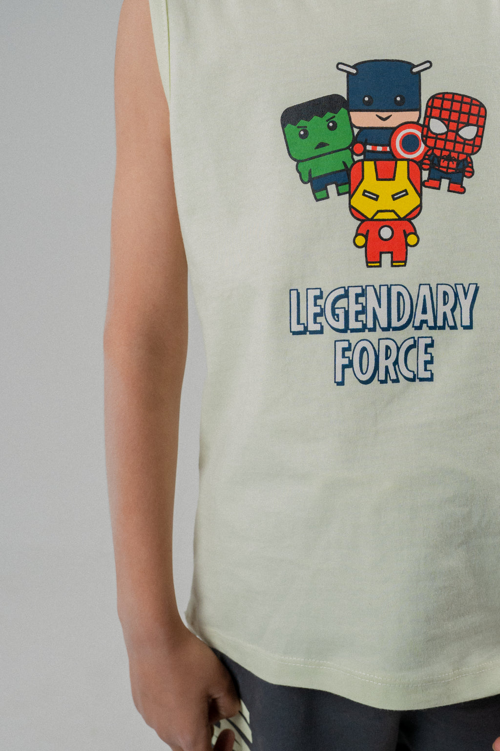 Little Kids Sleeveless Vest CO-ORD Set- Sylvan Green