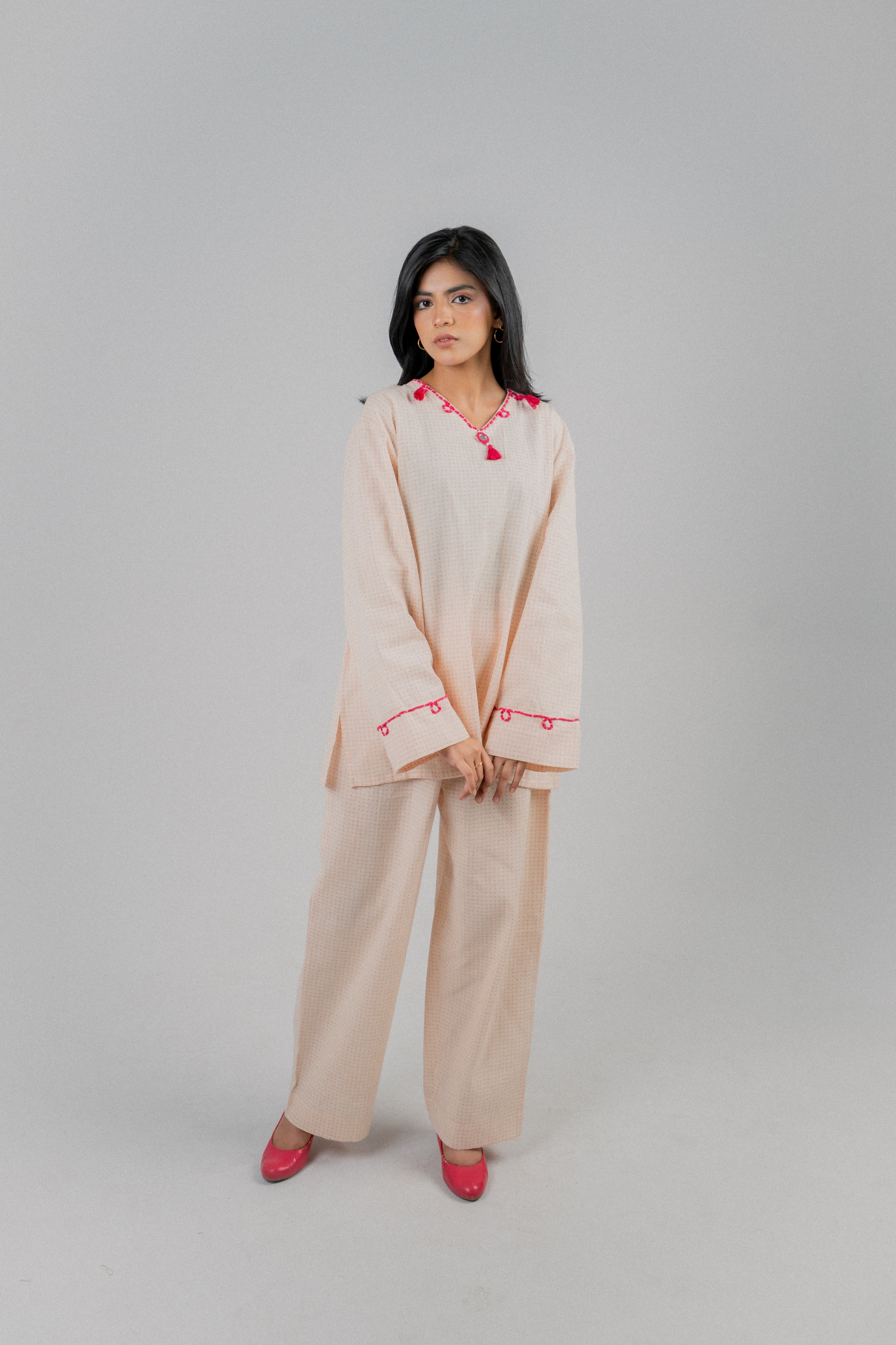 Women's Cotton Blend Co-ord Set – Pearled Ivory