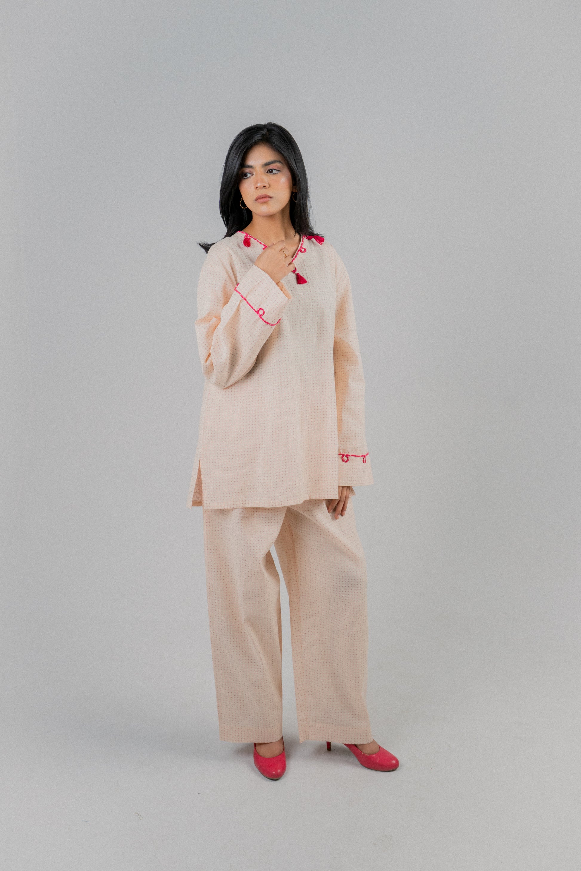Women's Cotton Blend Co-ord Set – Pearled Ivory