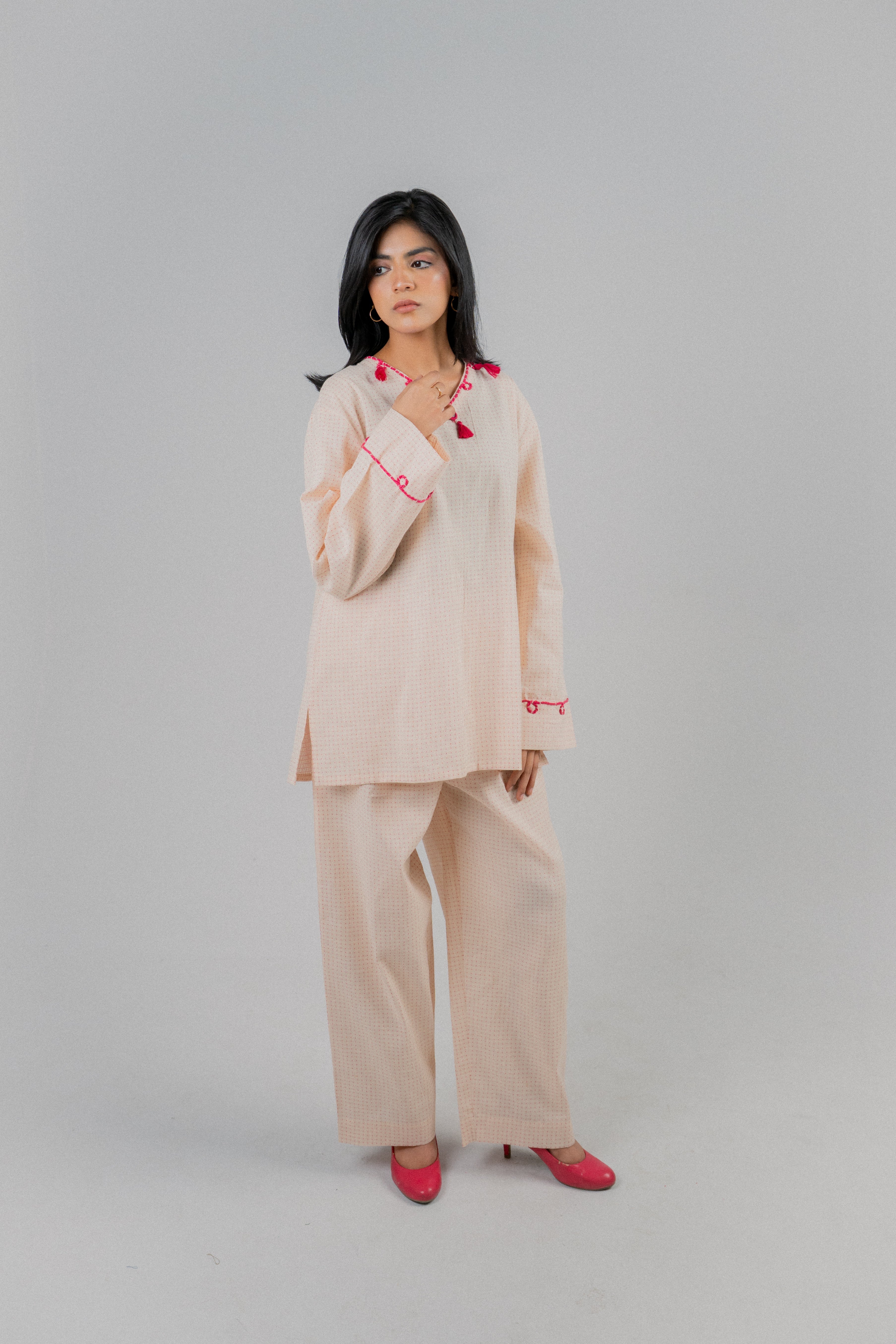 Women's Cotton Blend Co-ord Set – Pearled Ivory