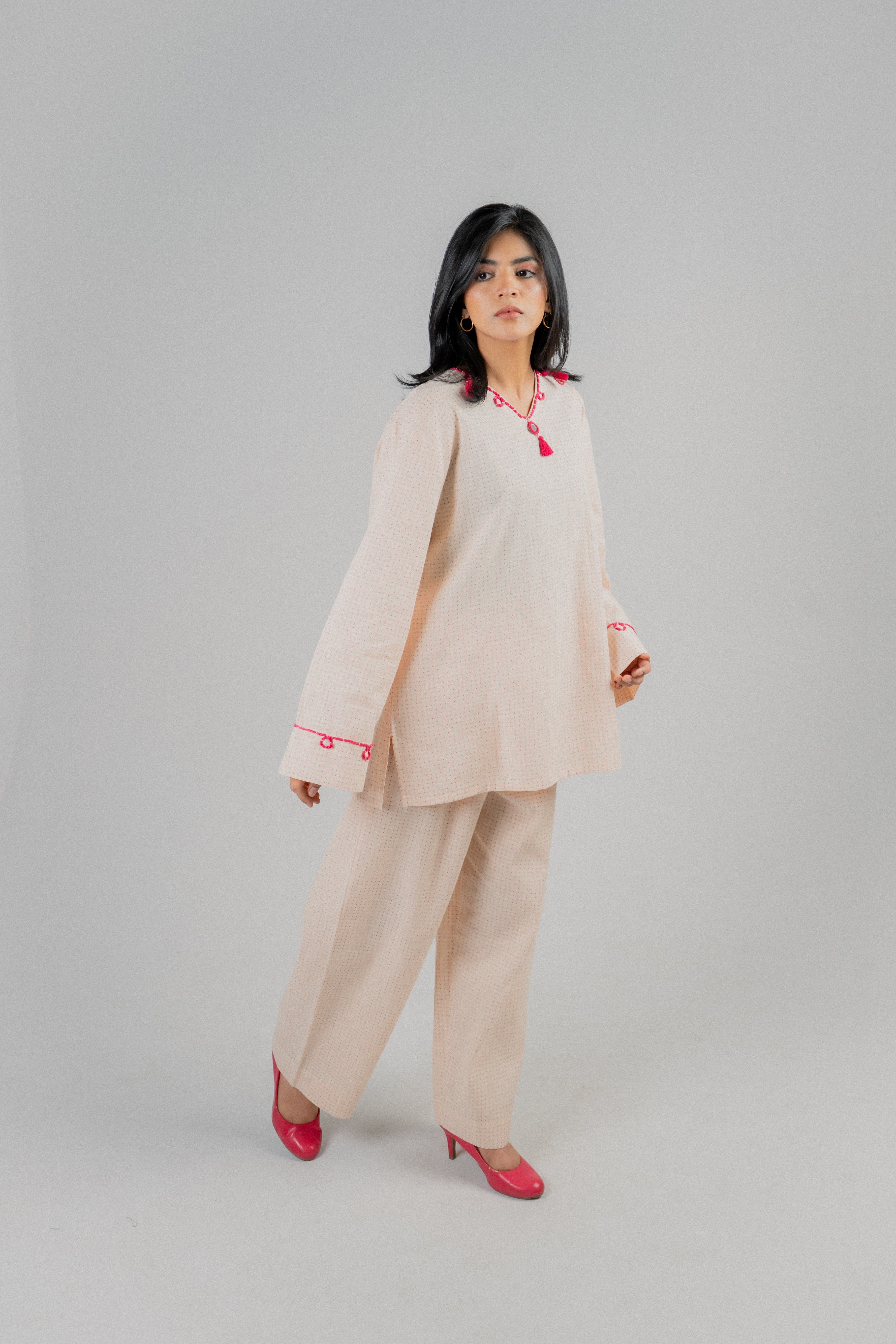 Women's Cotton Blend Co-ord Set – Pearled Ivory