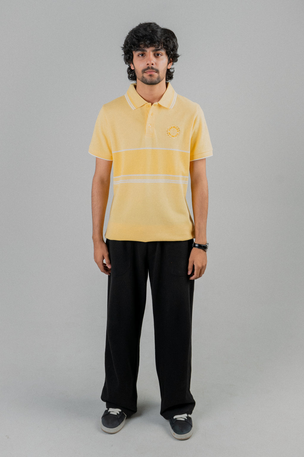 Men Dyed Yarn Polo Shirt - Sunlight