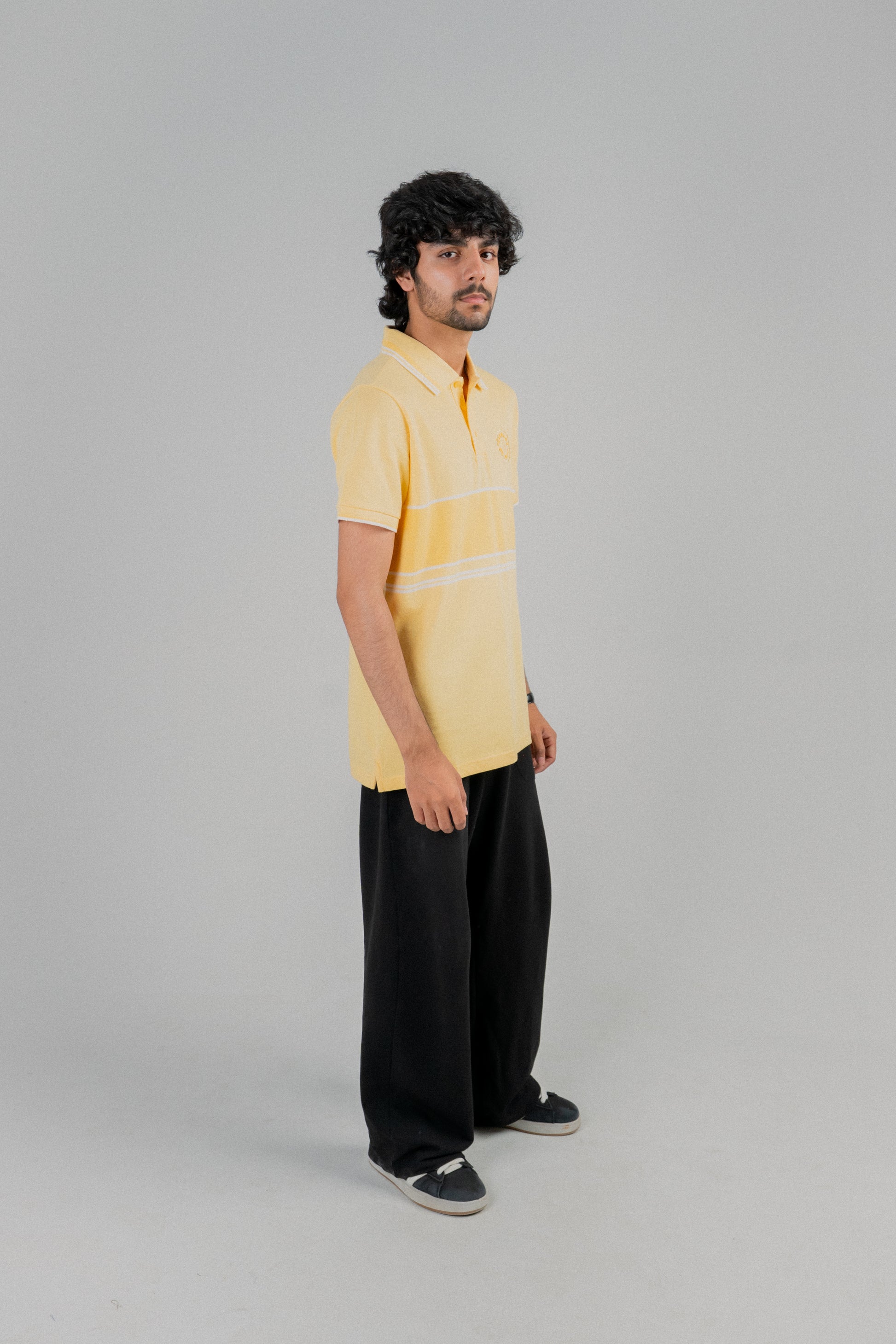 Men Dyed Yarn Polo Shirt - Sunlight