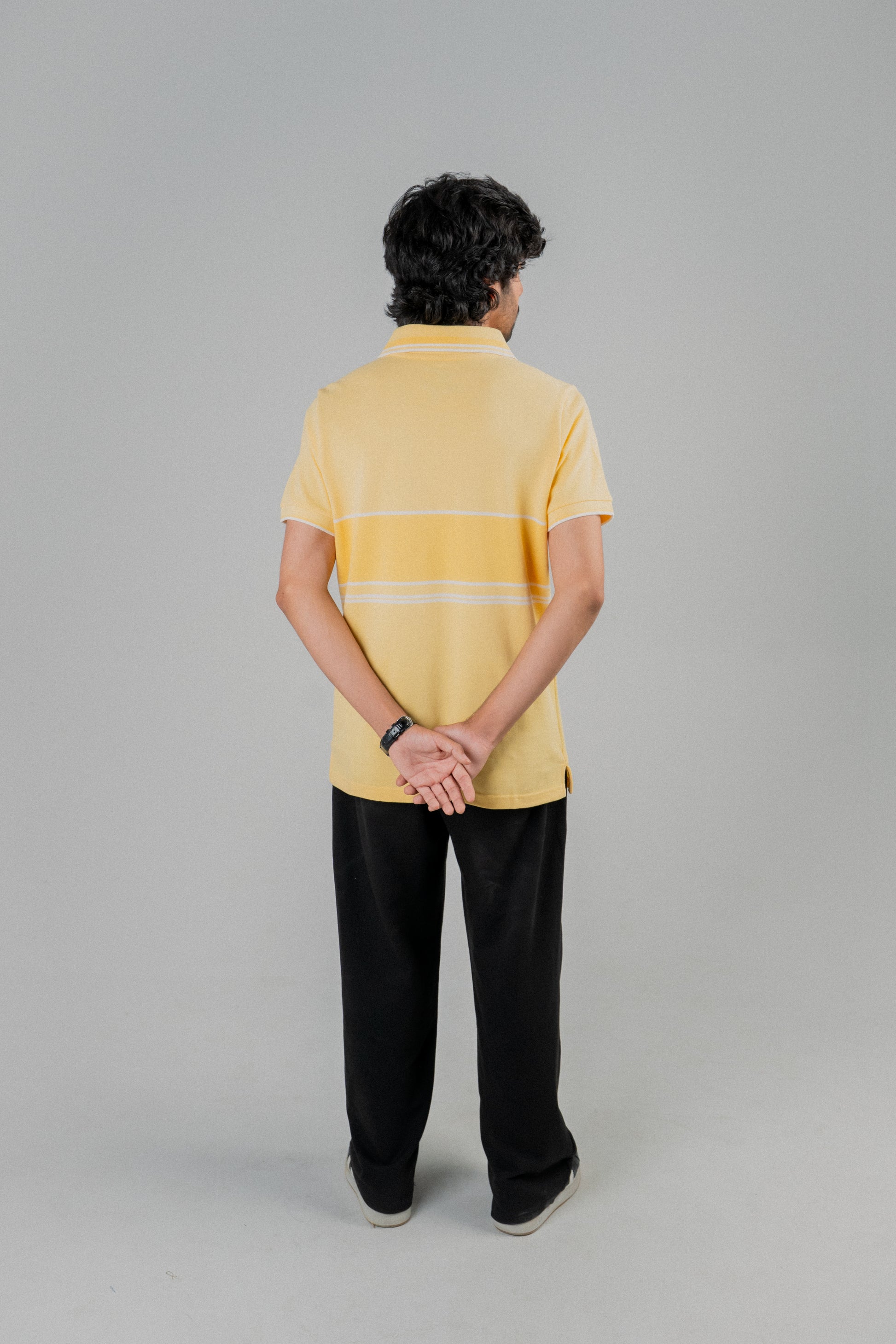 Men Dyed Yarn Polo Shirt - Sunlight