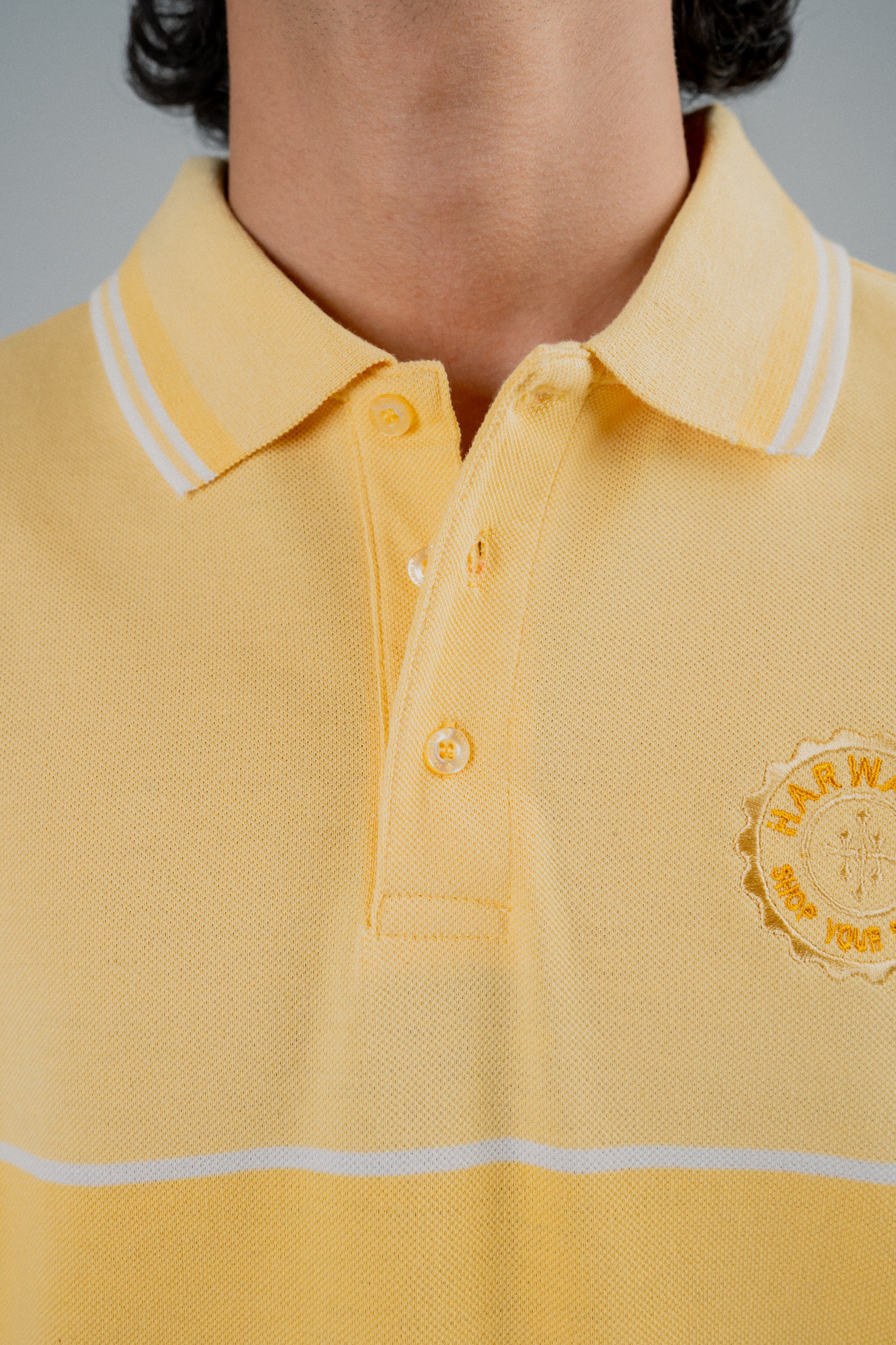 Men Dyed Yarn Polo Shirt - Sunlight