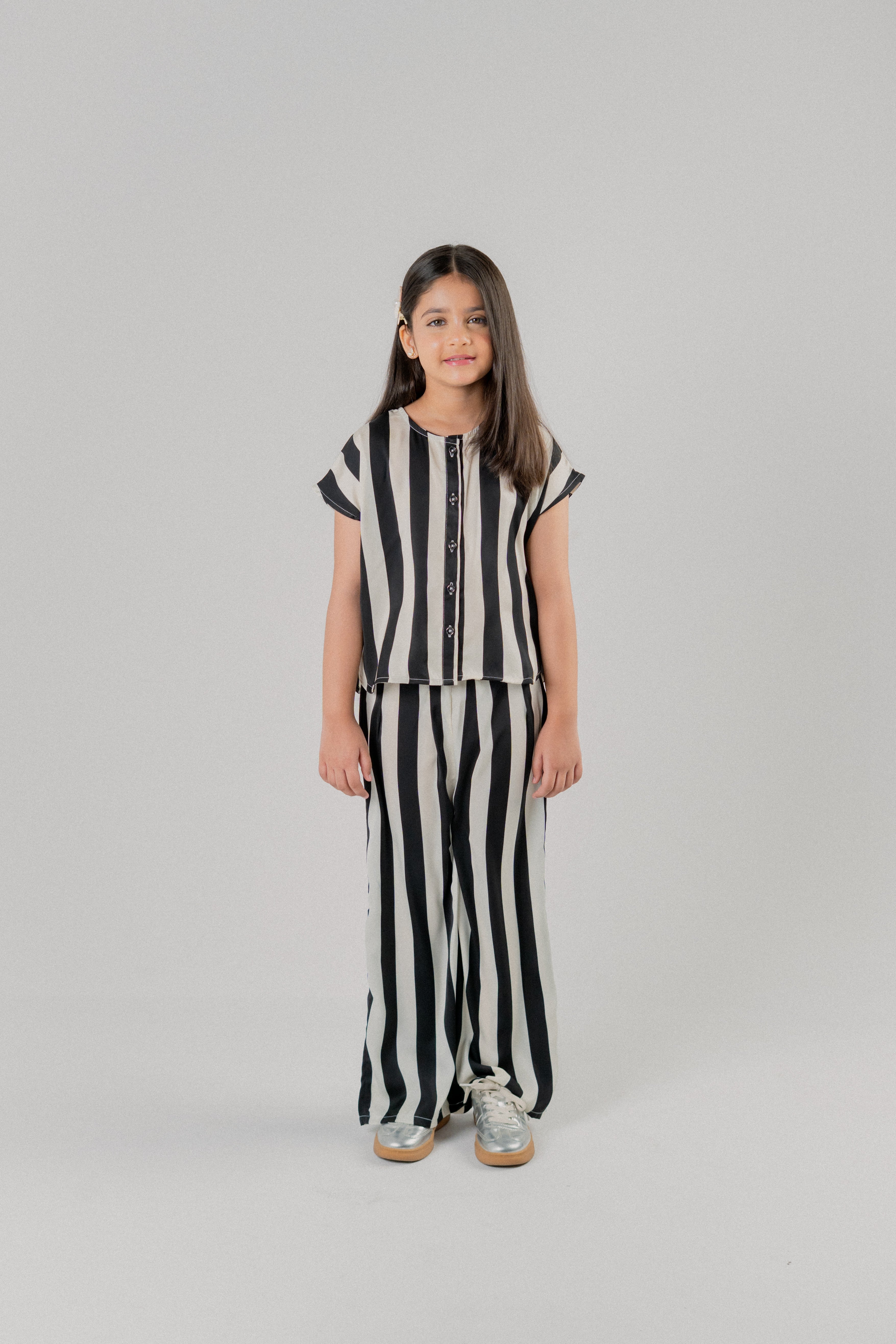 Junior Girls Cotton Blend Co-ord Set – Black & White