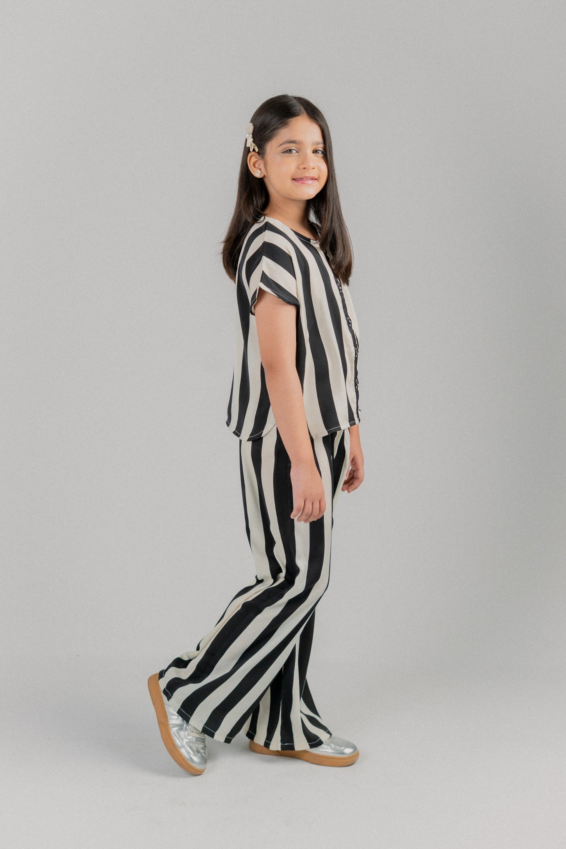 Junior Girls Cotton Blend Co-ord Set – Black & White