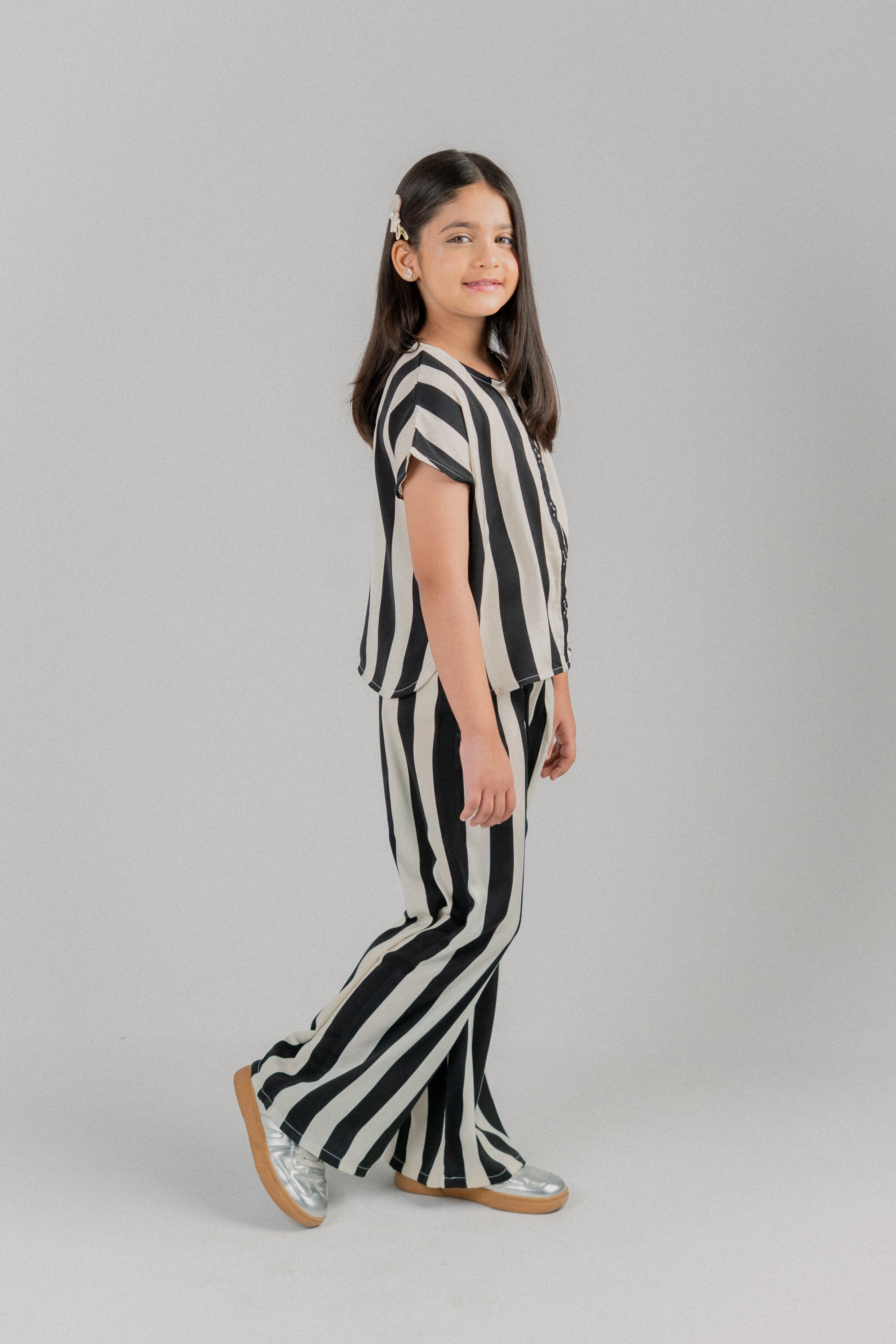 Junior Girls Cotton Blend Co-ord Set – Black & White