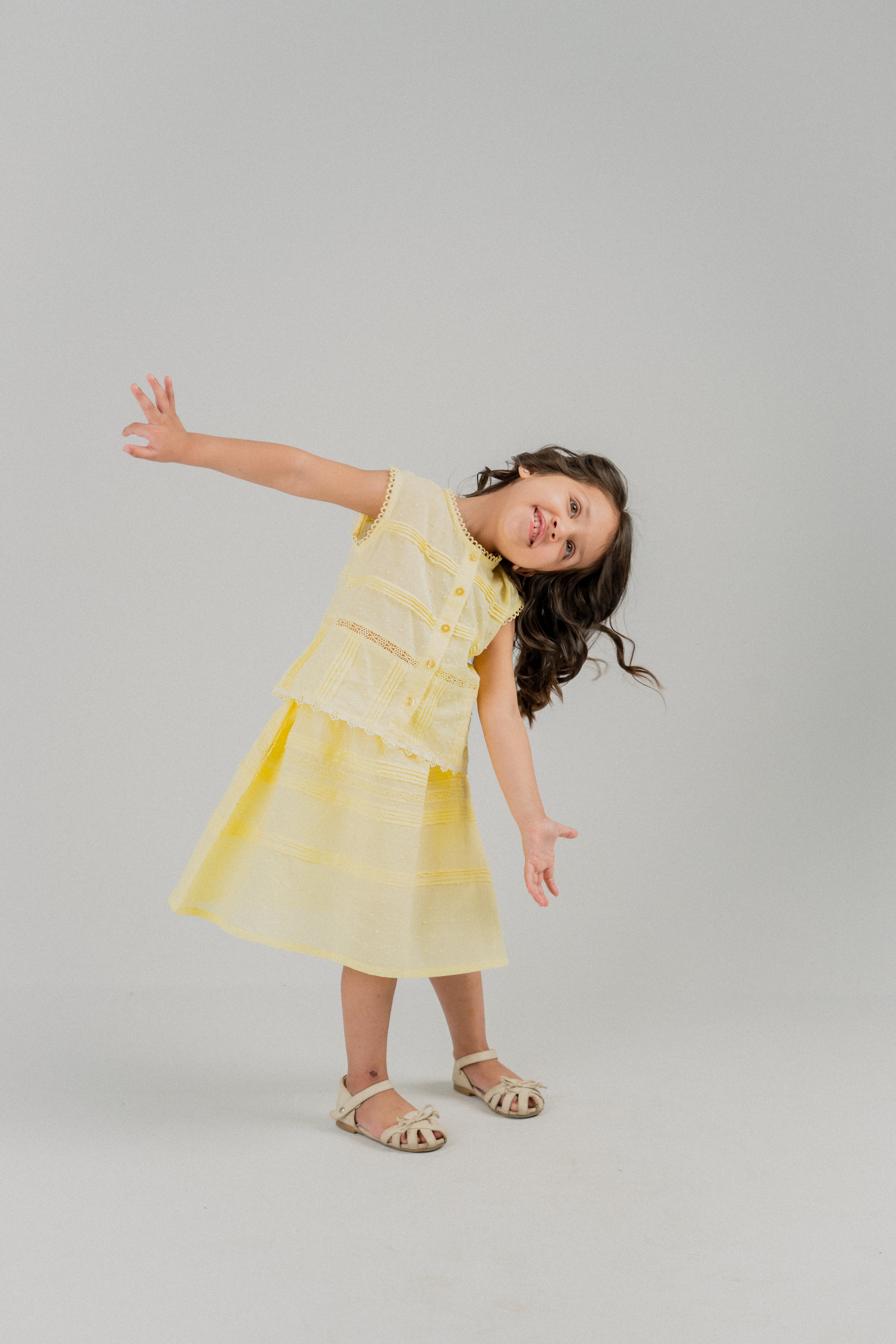 Little Girls Cotton Skirt – Pastel Yellow