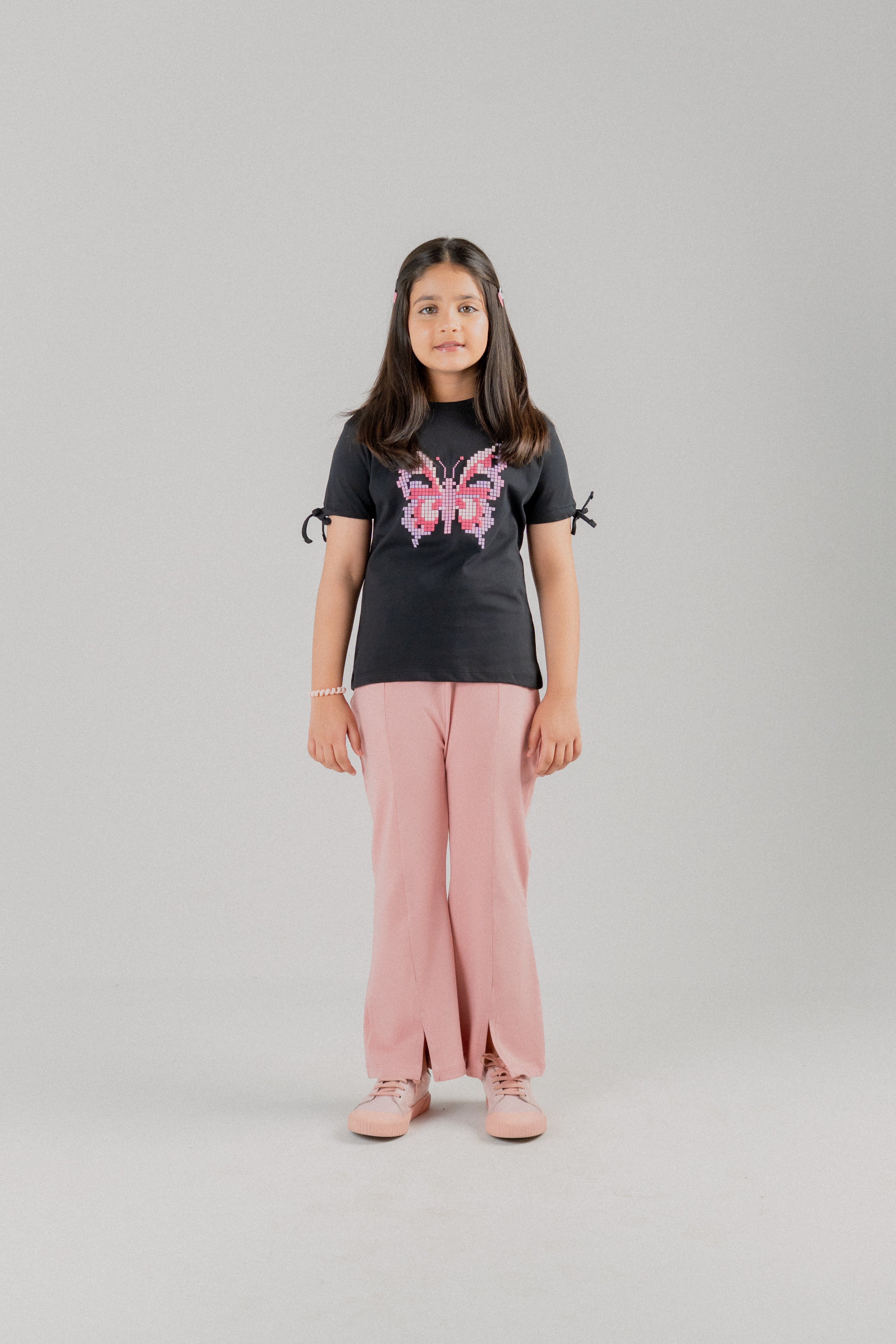 Girls Butterfly Graphic T-Shirt – Black