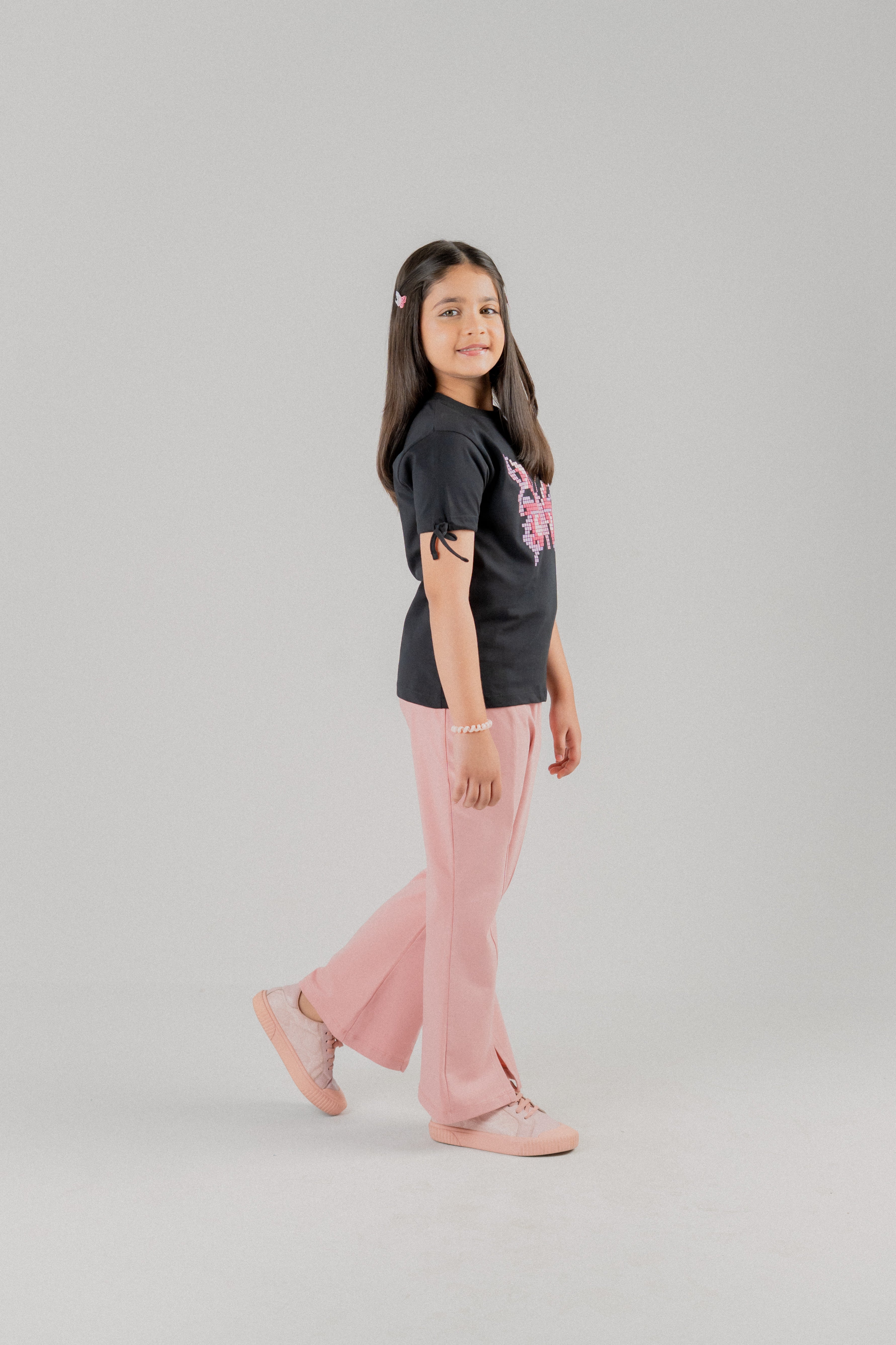 Girls Butterfly Graphic T-Shirt – Black