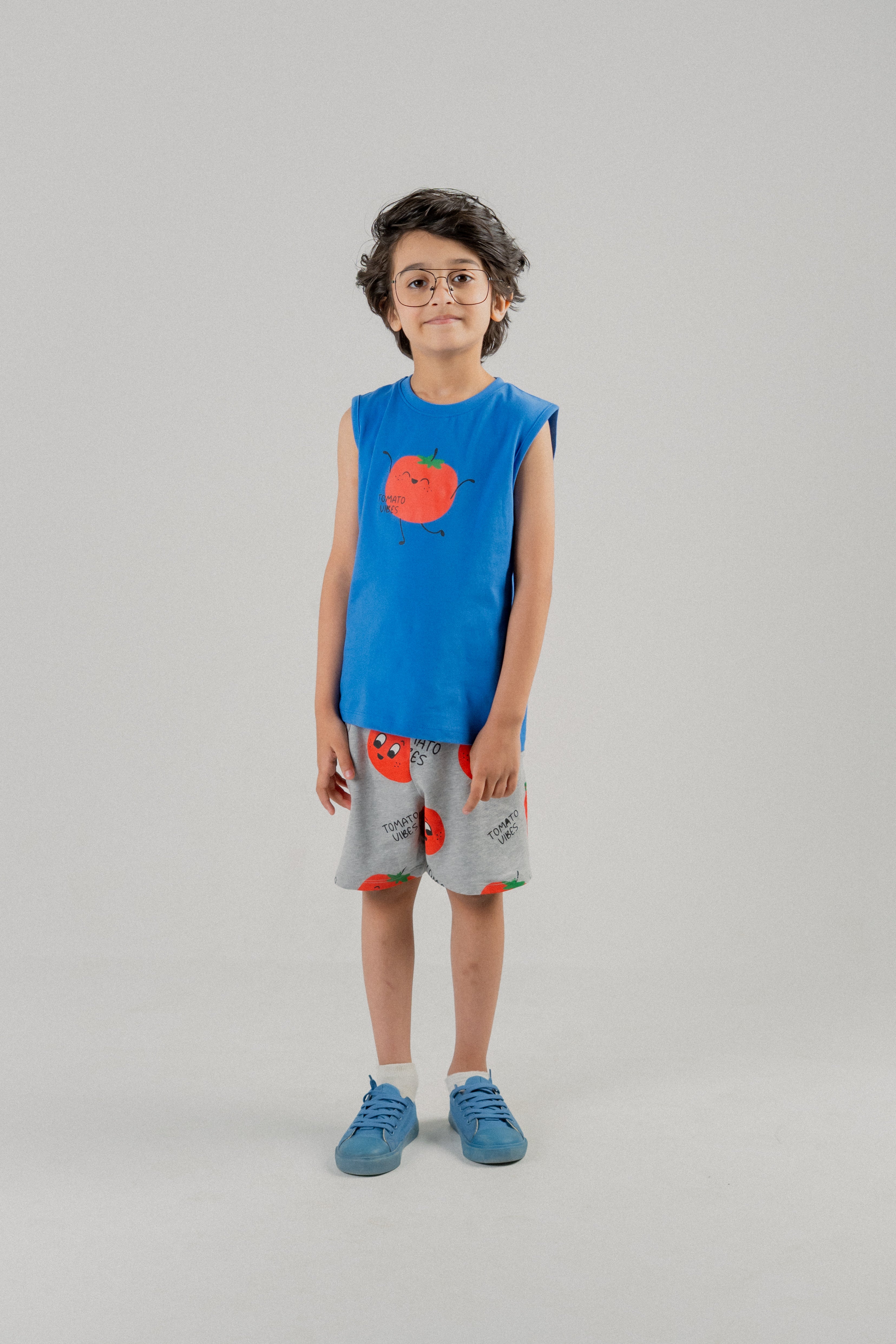 Boys Tomato Print Sleeveless Co-ord Set – Blue