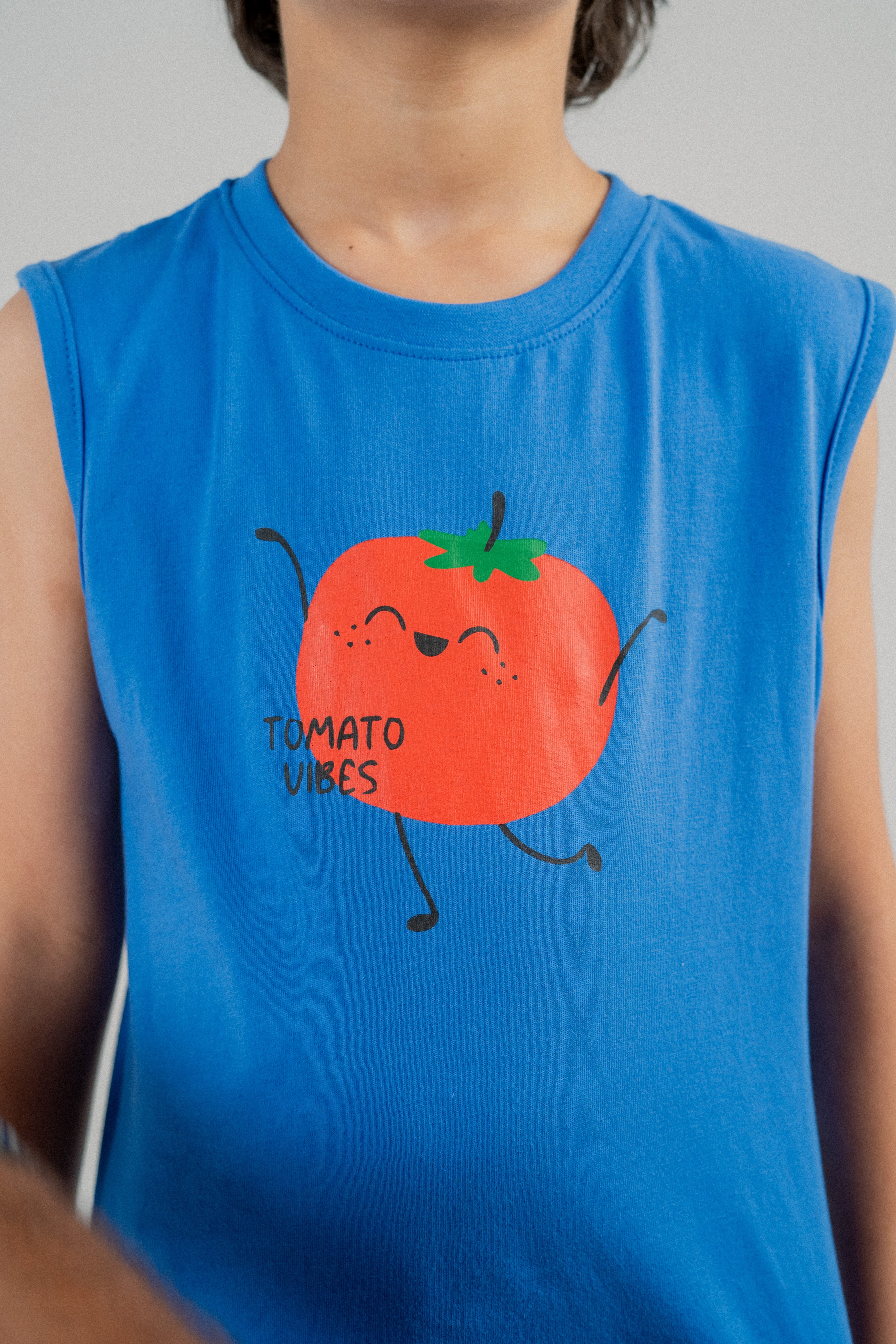 Boys Tomato Print Sleeveless Co-ord Set – Blue