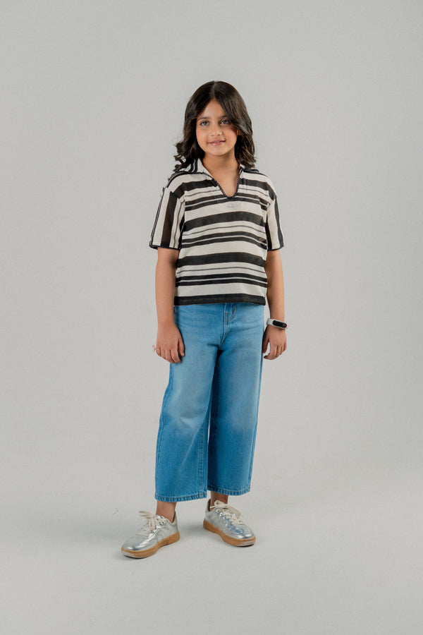 Junior Girls Essential Cotton T-Shirt – Black & White